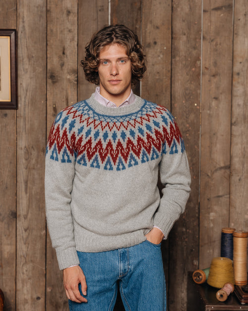 Grey Norwegian pattern wool blend sweater Velasca