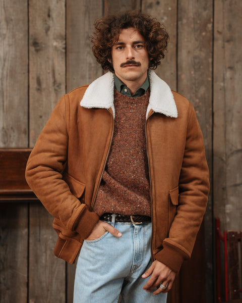 Light shearling leather men's jacket, Made in Italy | Velasca