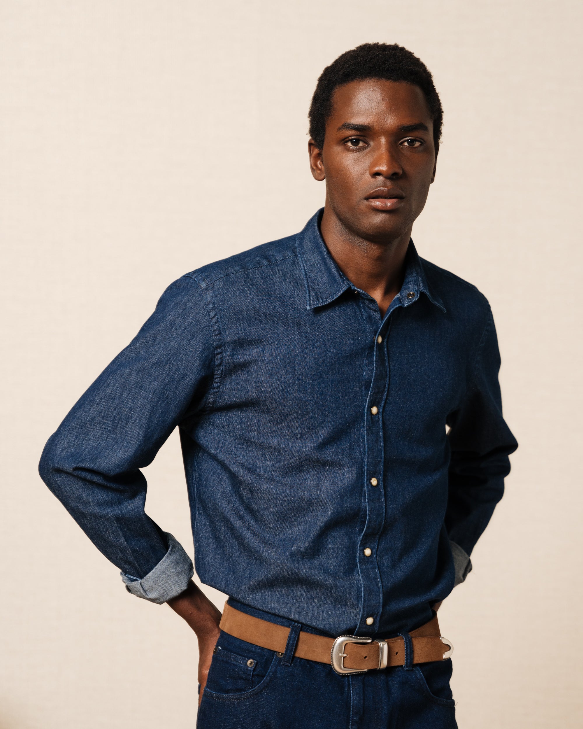 Black suede leather Western belt, Made in Italy | Velasca