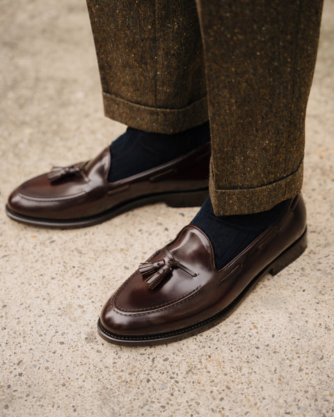 Men's brown leather Loafers with Tassels
