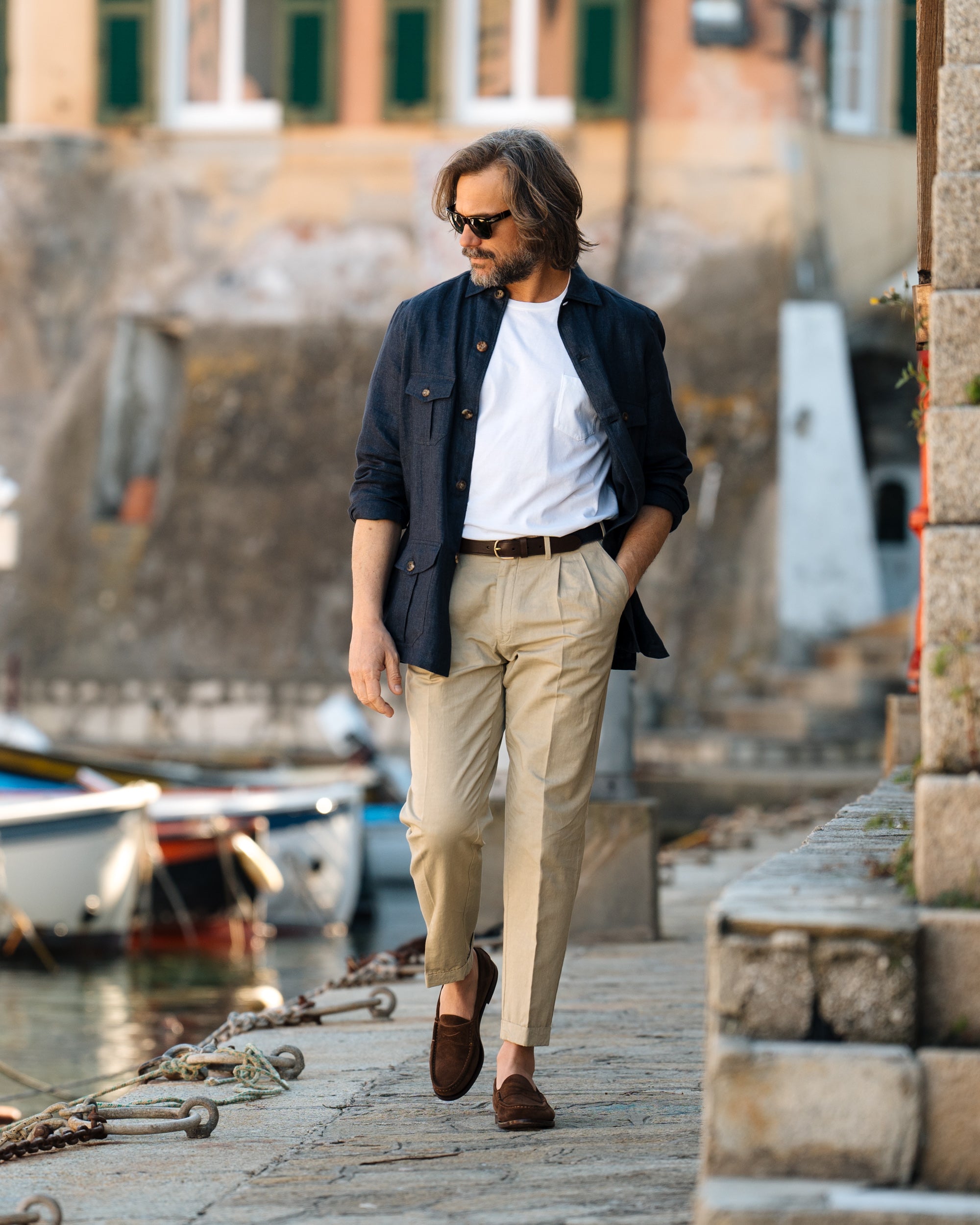 Velasca | Beige cotton and linen pants, entirely made in Italy