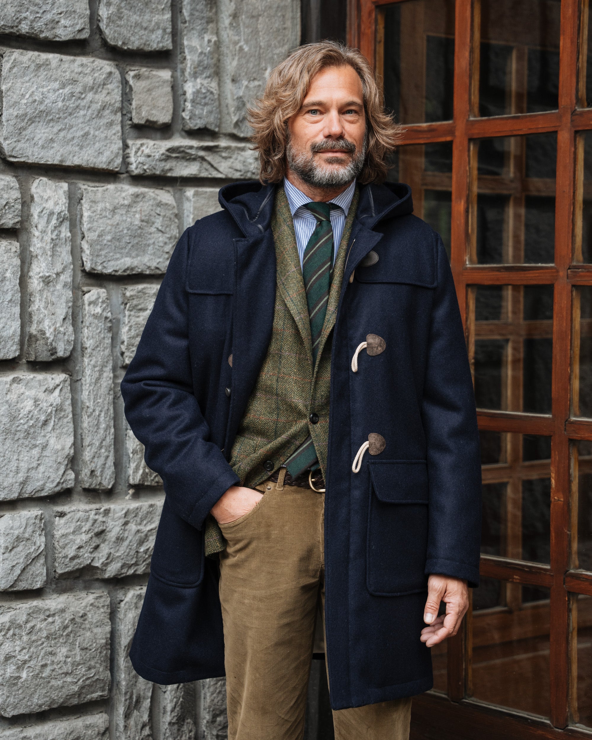 Velasca | Navy blue 100% wool duffel coat, Made in Italy