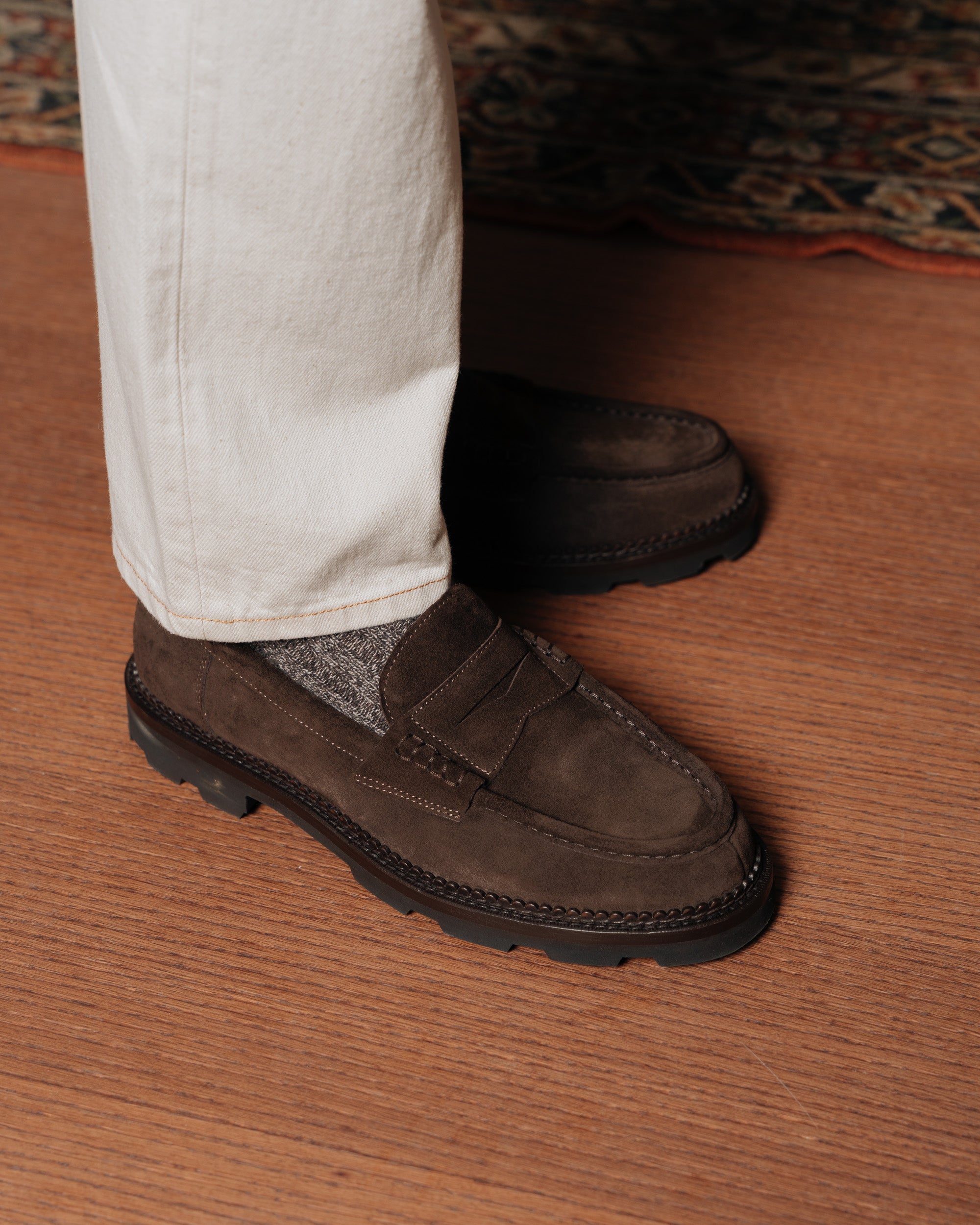 Dark brown genuine suede leather penny loafer | Velasca Dark brown genuine suede leather penny loafer | Velasca