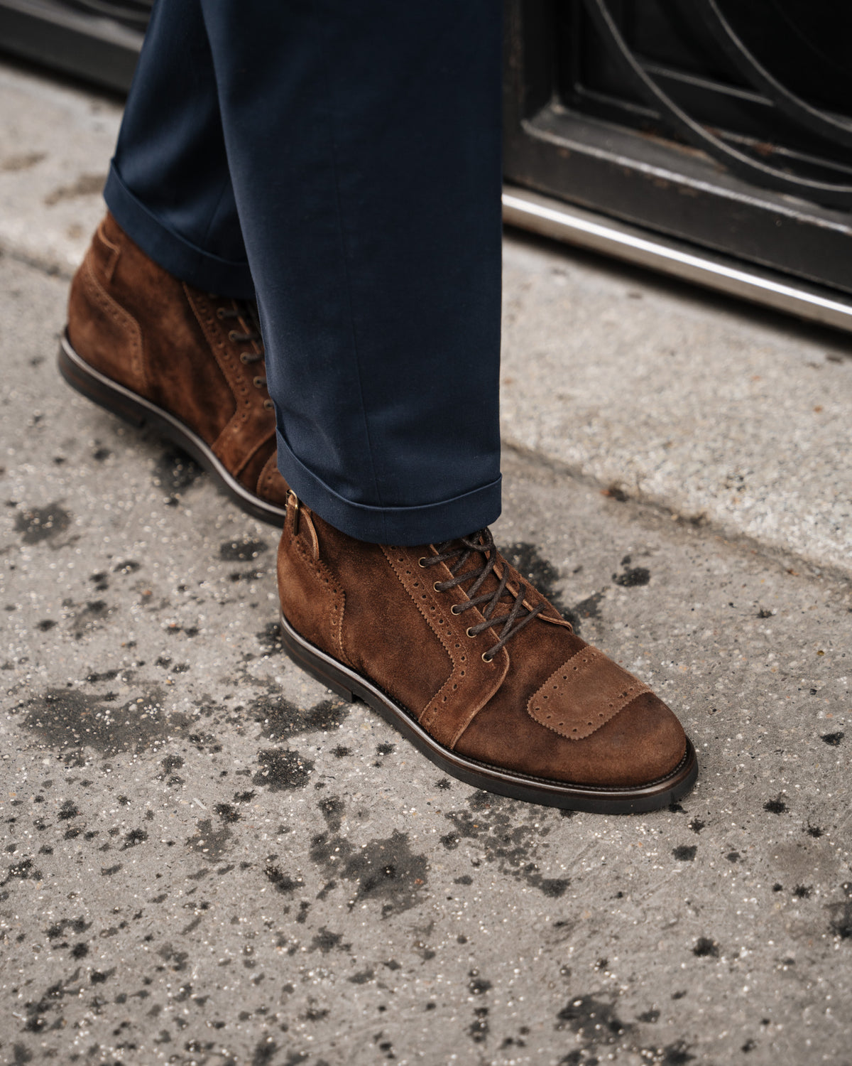 SIVAS Mens Brown Suede Lace Up Ankle Boots Patterned Lining Ridged Sole KMQ0004.07_4800x4800_L__03646.  main image 4
