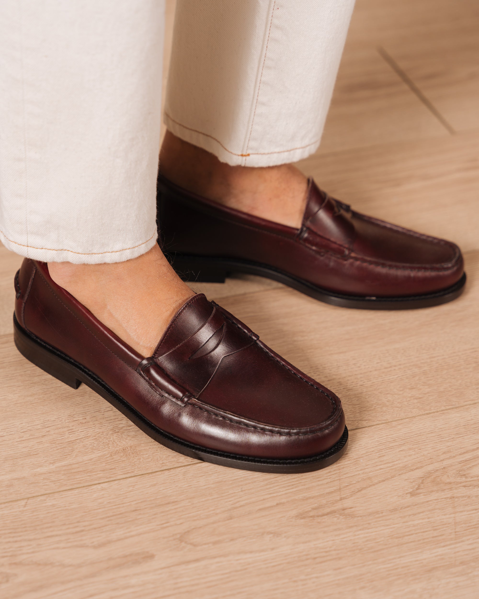 Velasca College loafers in antiqued bordeaux leather
