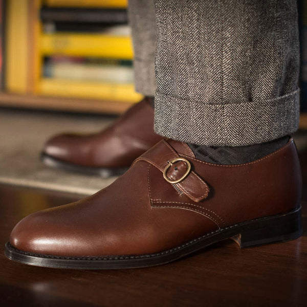 Suede single monk strap shoes store