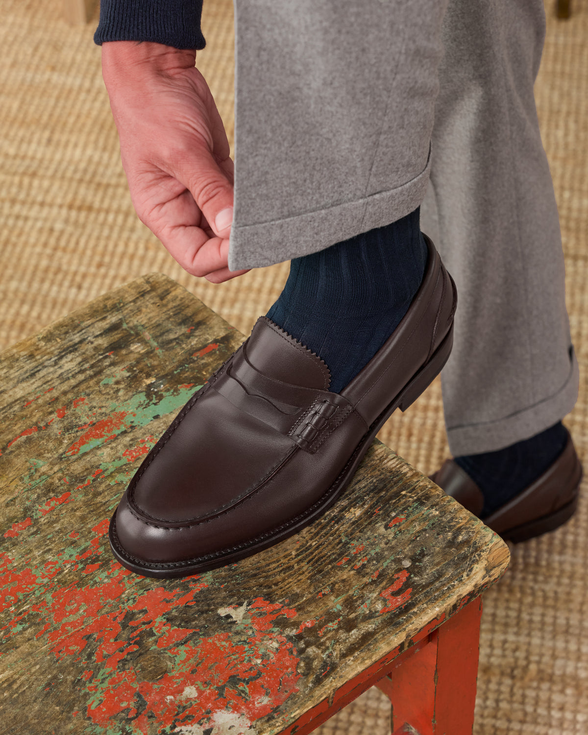 mens brown dress loafers Men's leather slip on Penny Color:As Picture:Black/Purple extended sizing patent leather upper and Betsy & Adam Black