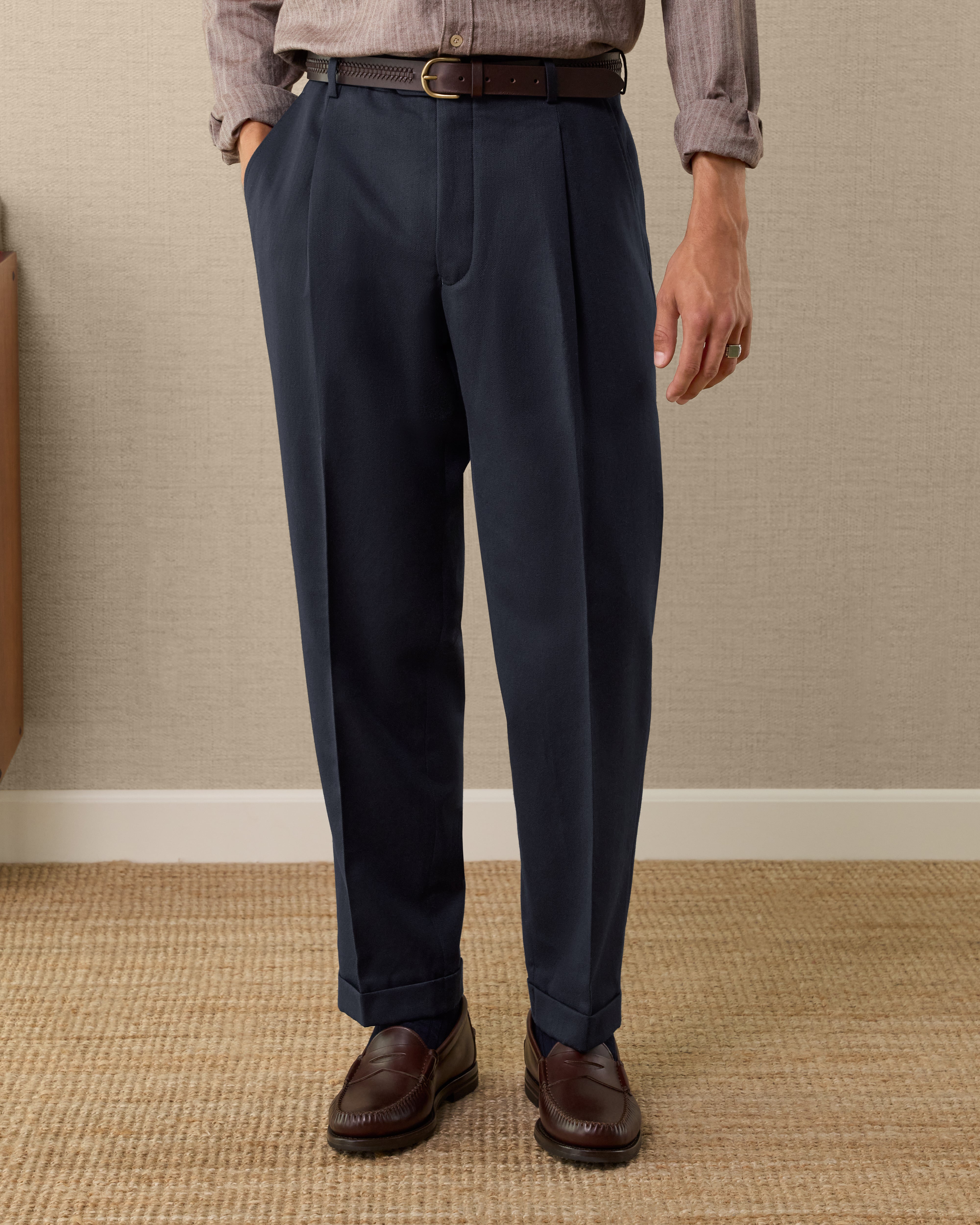 Men's blue cotton and wool trousers Made in Italy | Velasca