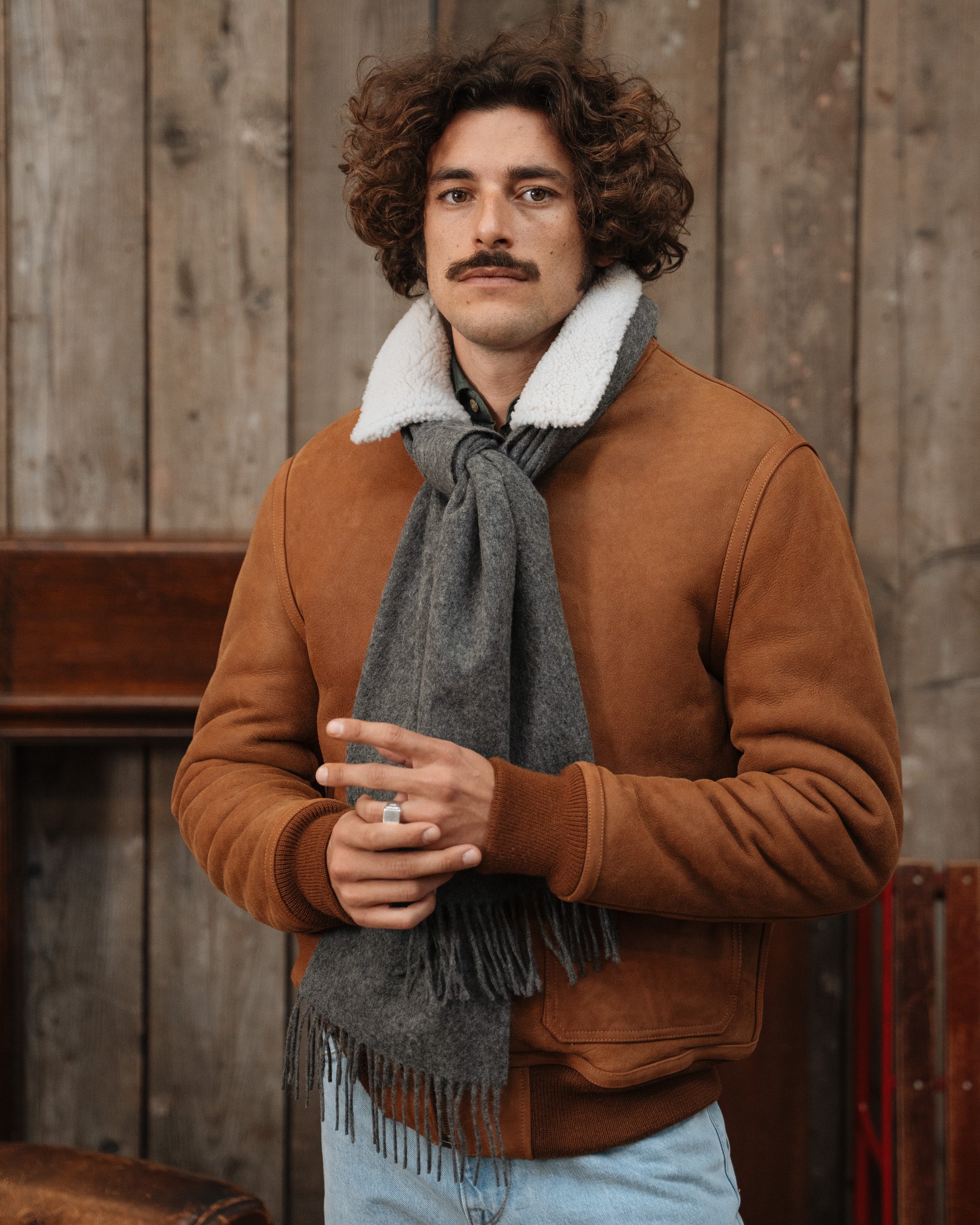 Velasca | Gray pure wool scarf, entirely made in Italy