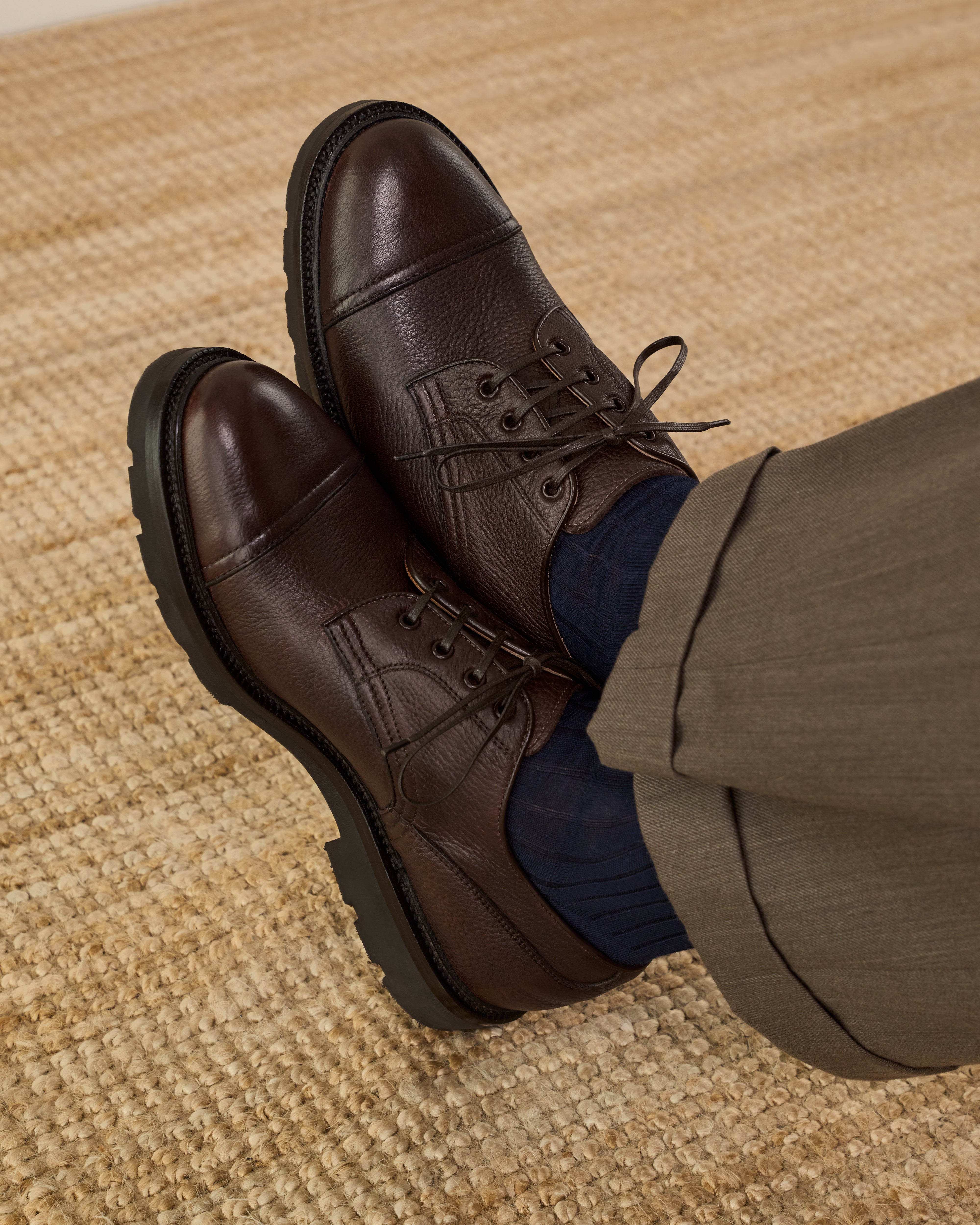 Ryka Oxford Mens Size 12 Dark Denim Canvas Brown Leather Lace Up Shoes Dark Brown Oxford Shoes Leather - Men main image 3