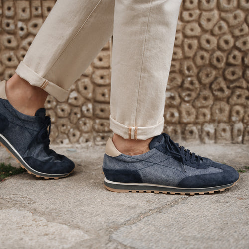 Velasca | Vintage running sneakers in dark blue, Made in Italy