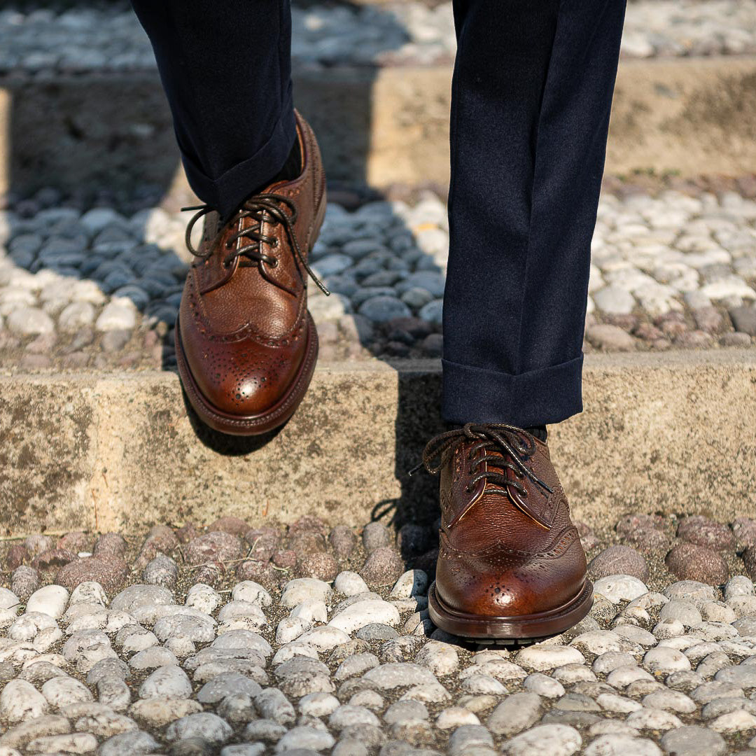 Casual dovetail derby with brown kudu grain leather