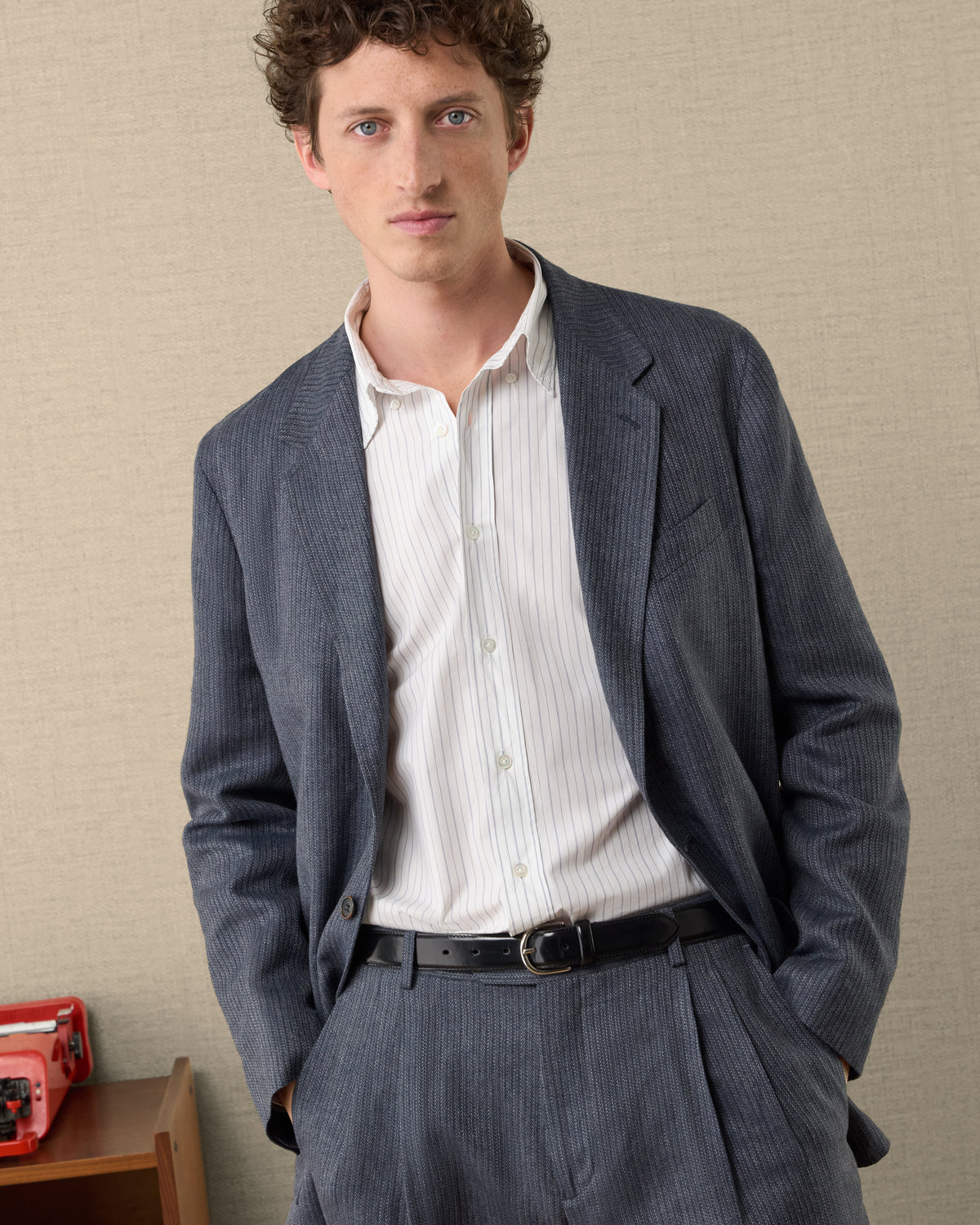 Men's blue linen and wool summer jacket | Velasca