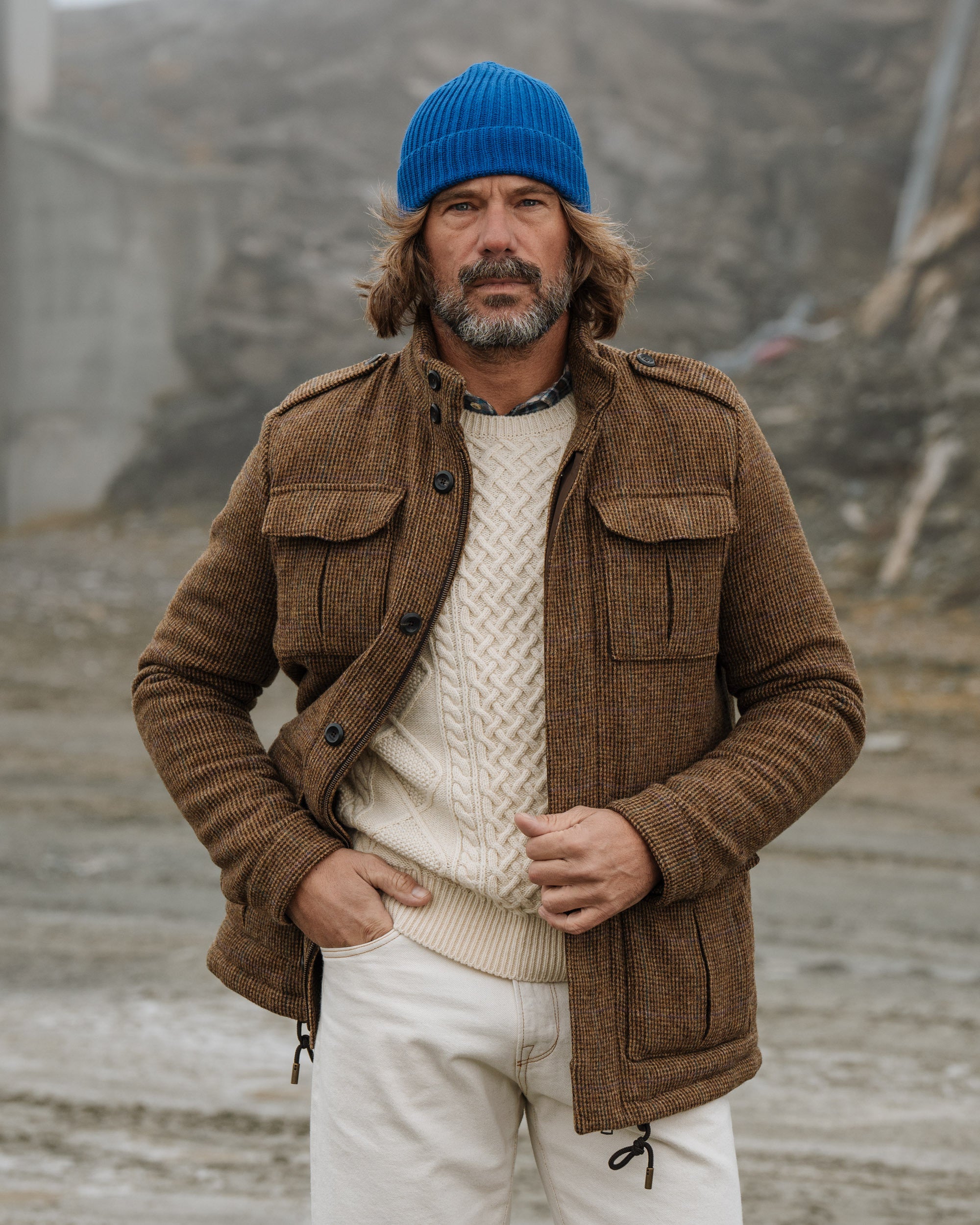 Brown Prince of Wales field jacket, Made in Italy | Velasca