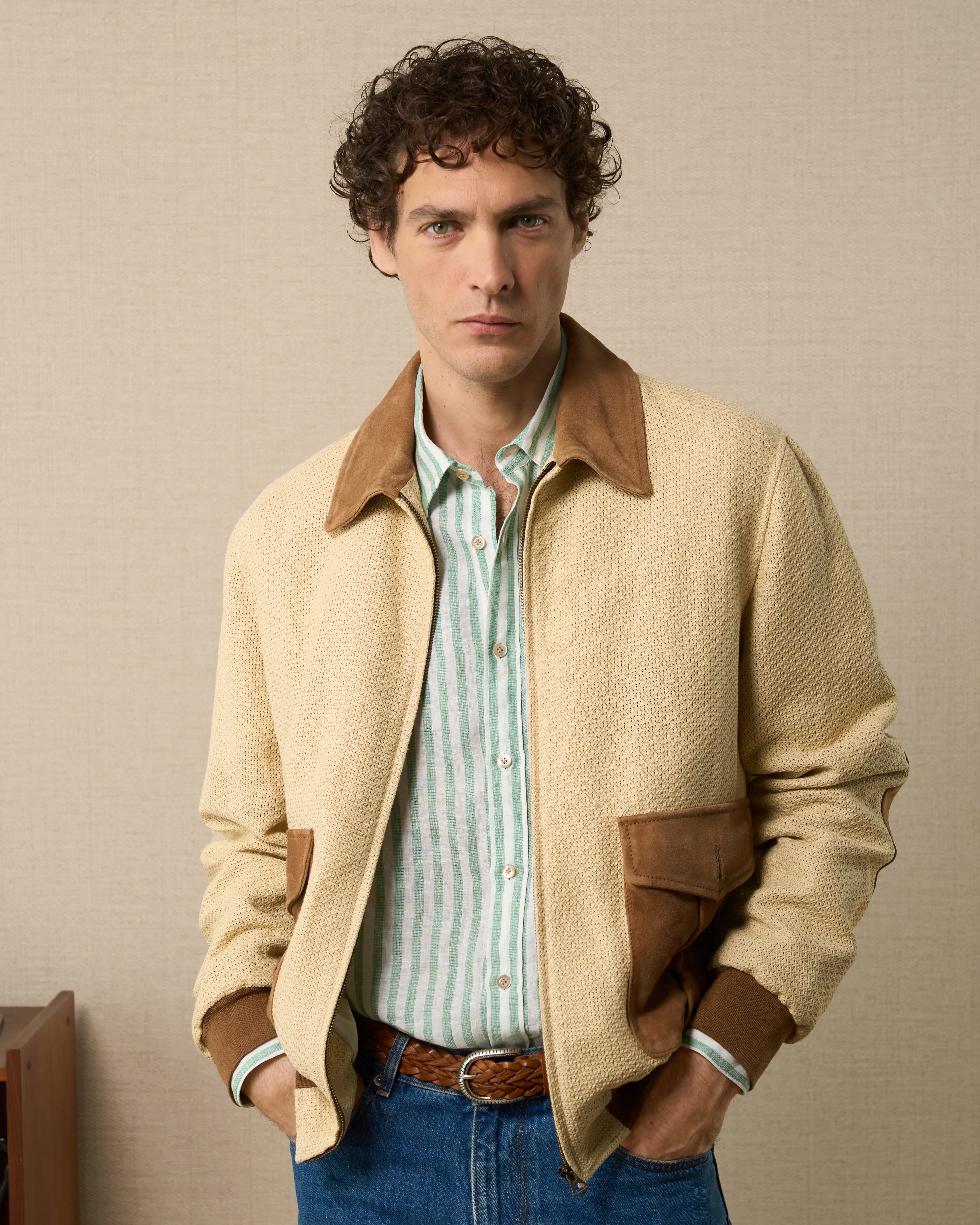 Summer bomber jacket beige brown, Made in Italy | Velasca