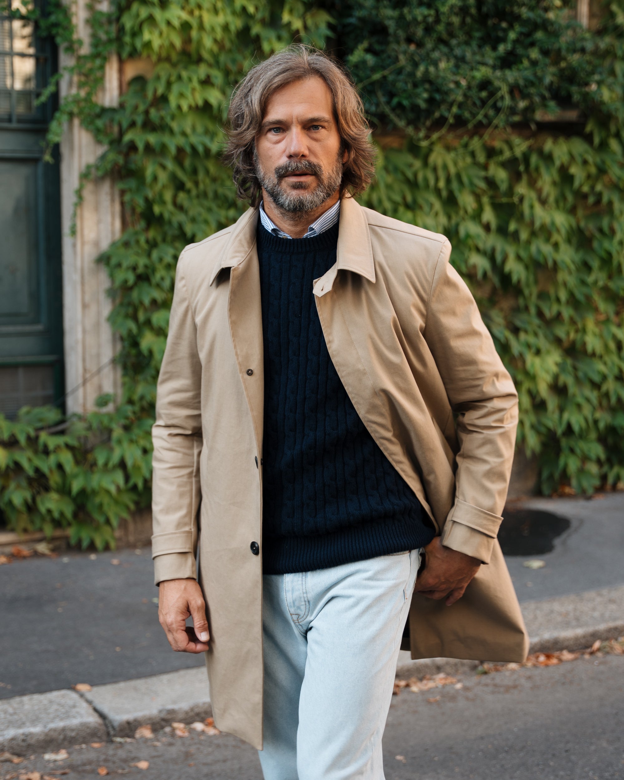 Beige classic cotton trench coat, Made in Italy | Velasca
