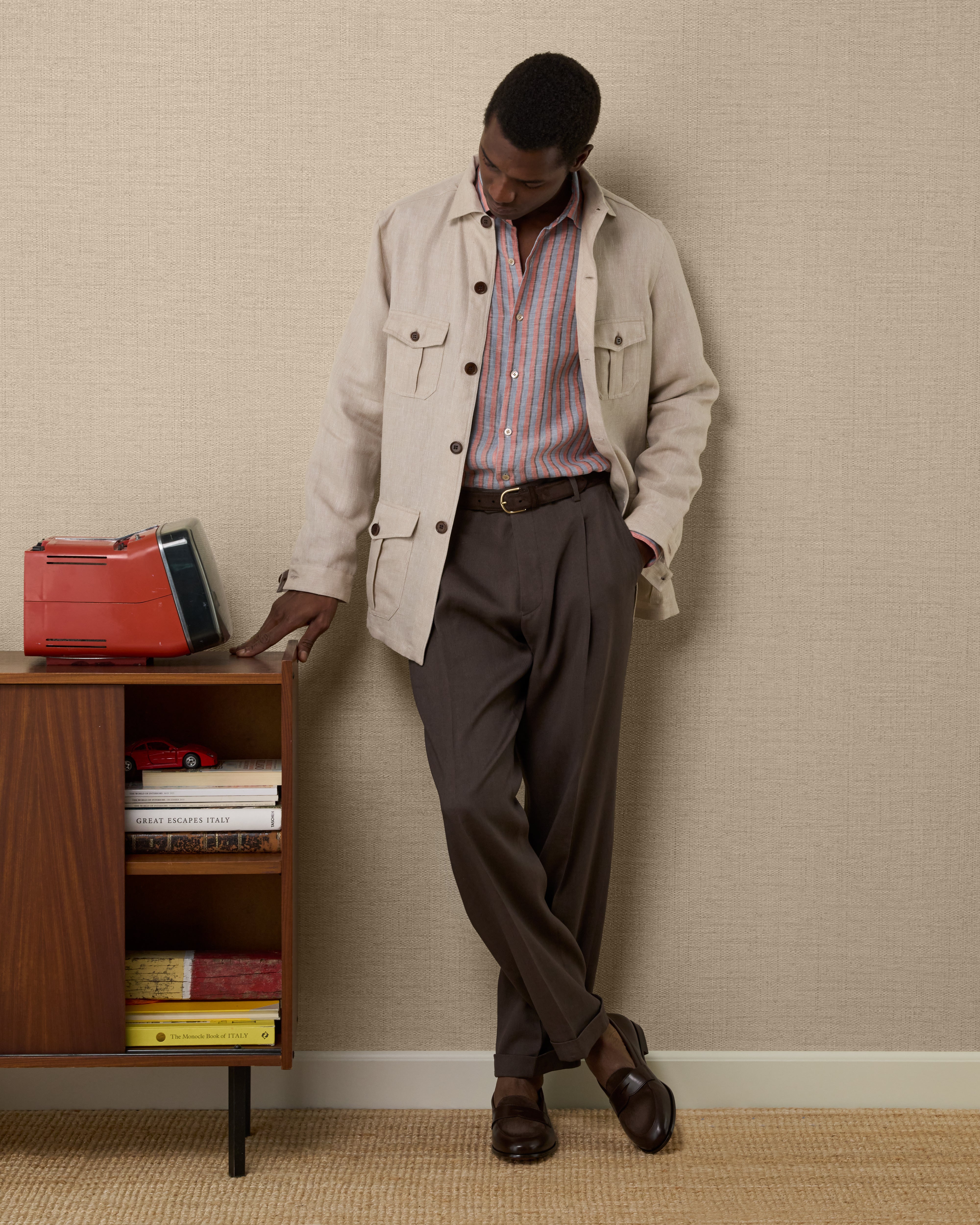 Men's shirt jacket, in 100% white linen | Velasca
