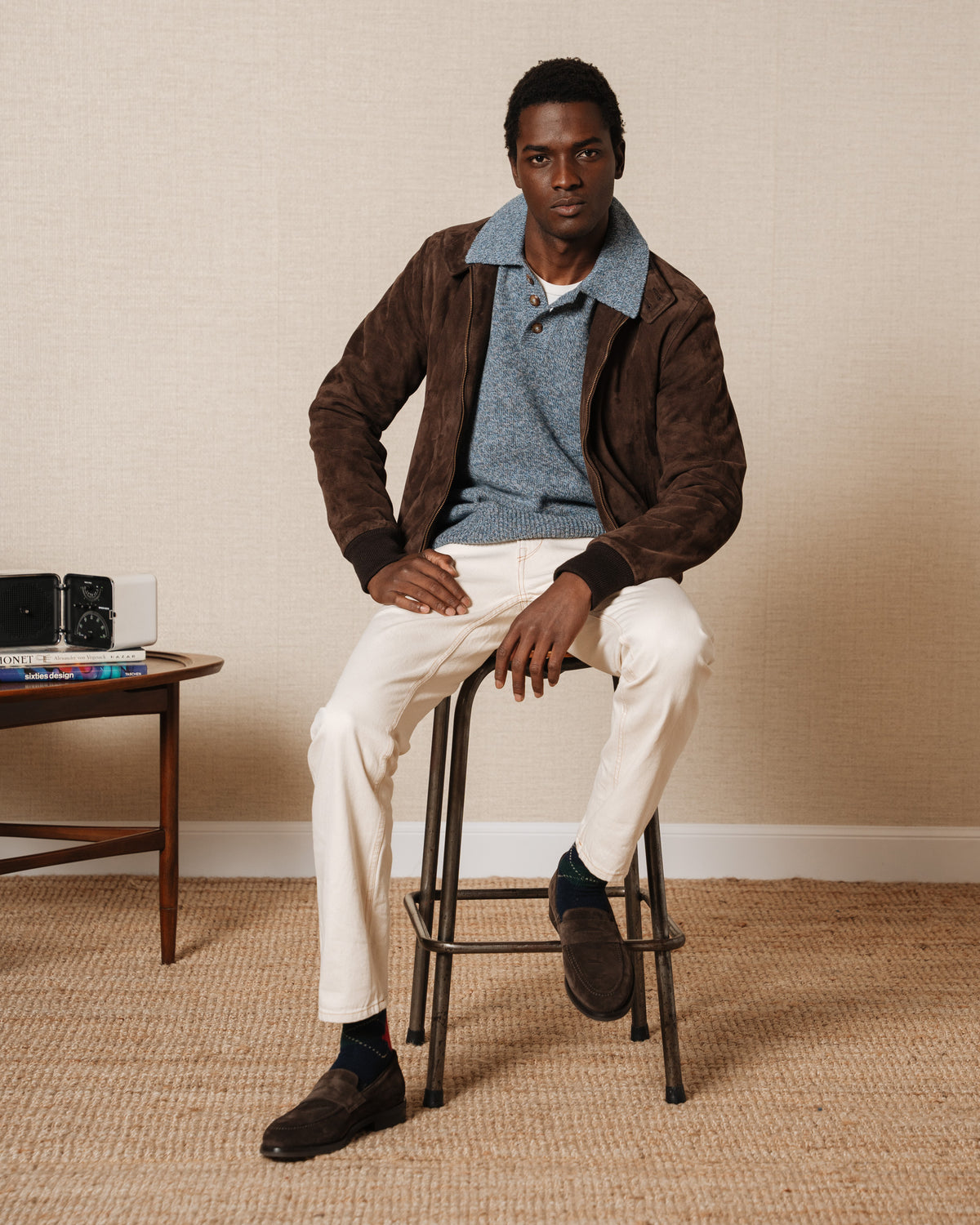 Brown suede leather tapered penny loafers | Velasca