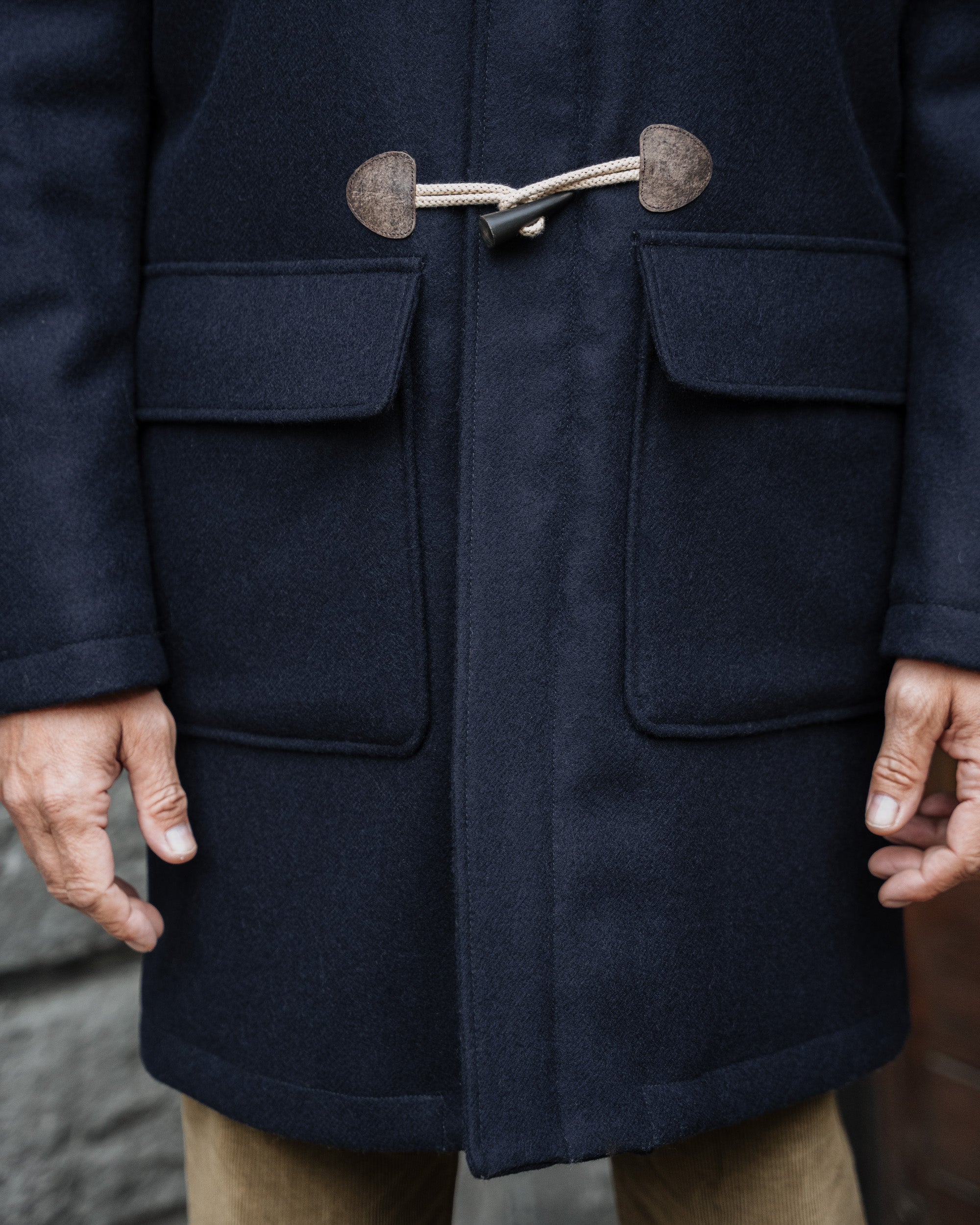 Dark blue wool classic duffle coat, Made in Italy | Velasca
