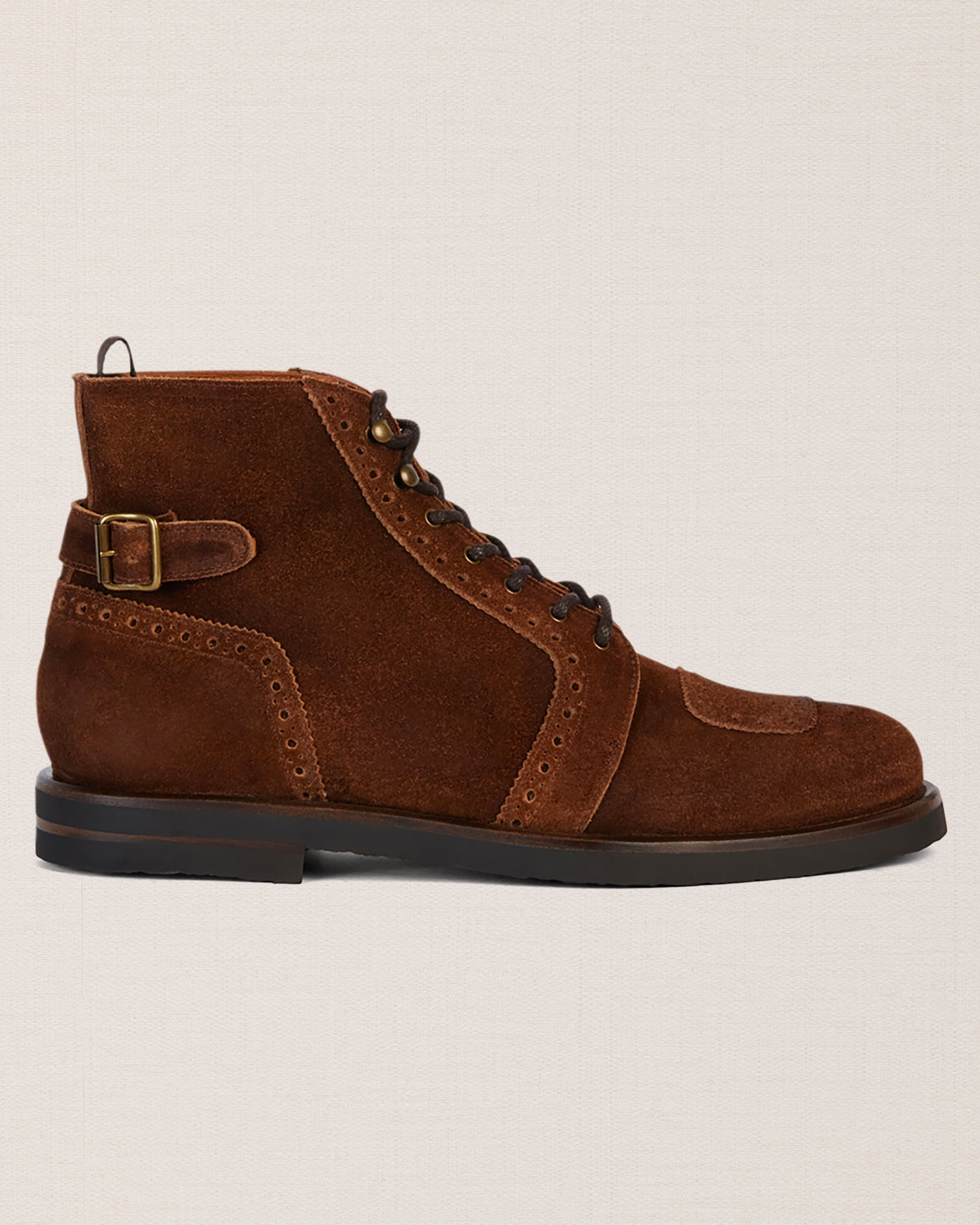 靴 italy made lace up boots brown suede Velasca | Brown suede lace-up biker-inspired ankle boots