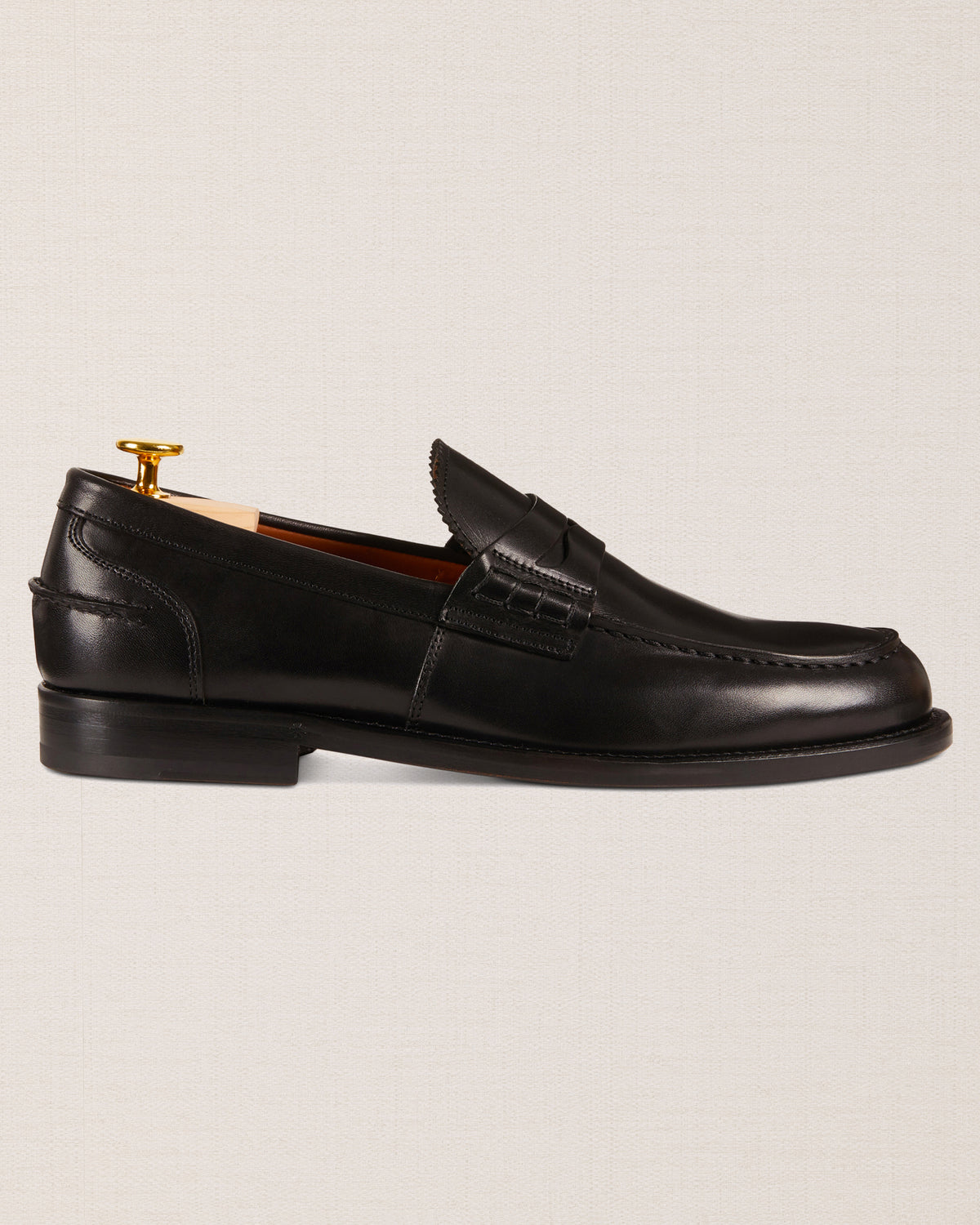 Pelle Line Penny Loafer Black Leather Slip On Dress Shoes 40/7 The Stewart Penny Loafer - Nero Black – Paul Evans main image 2