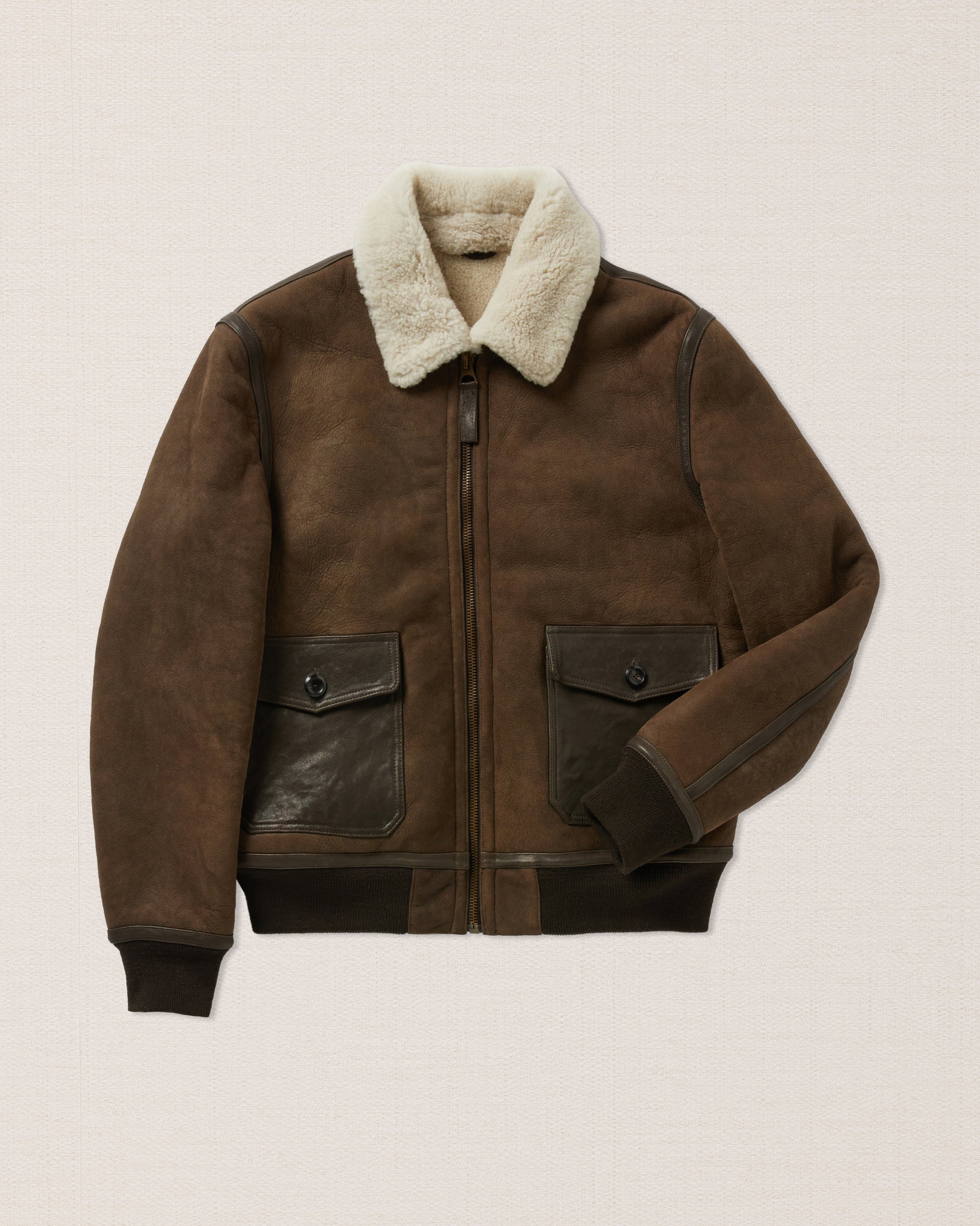 Brown shearling men's leather jacket, Made in Italy | Velasca