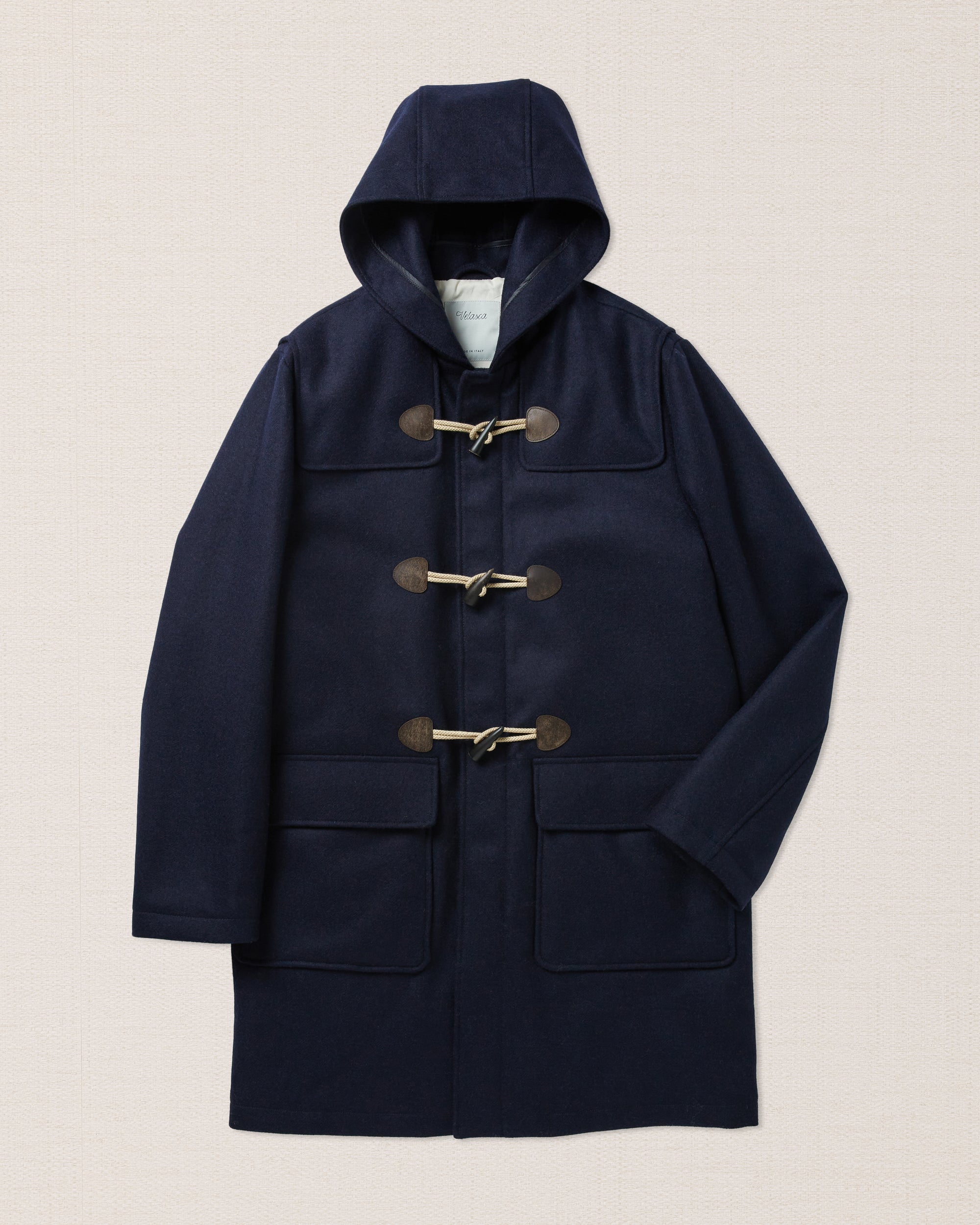 Dark blue wool classic duffle coat, Made in Italy | Velasca