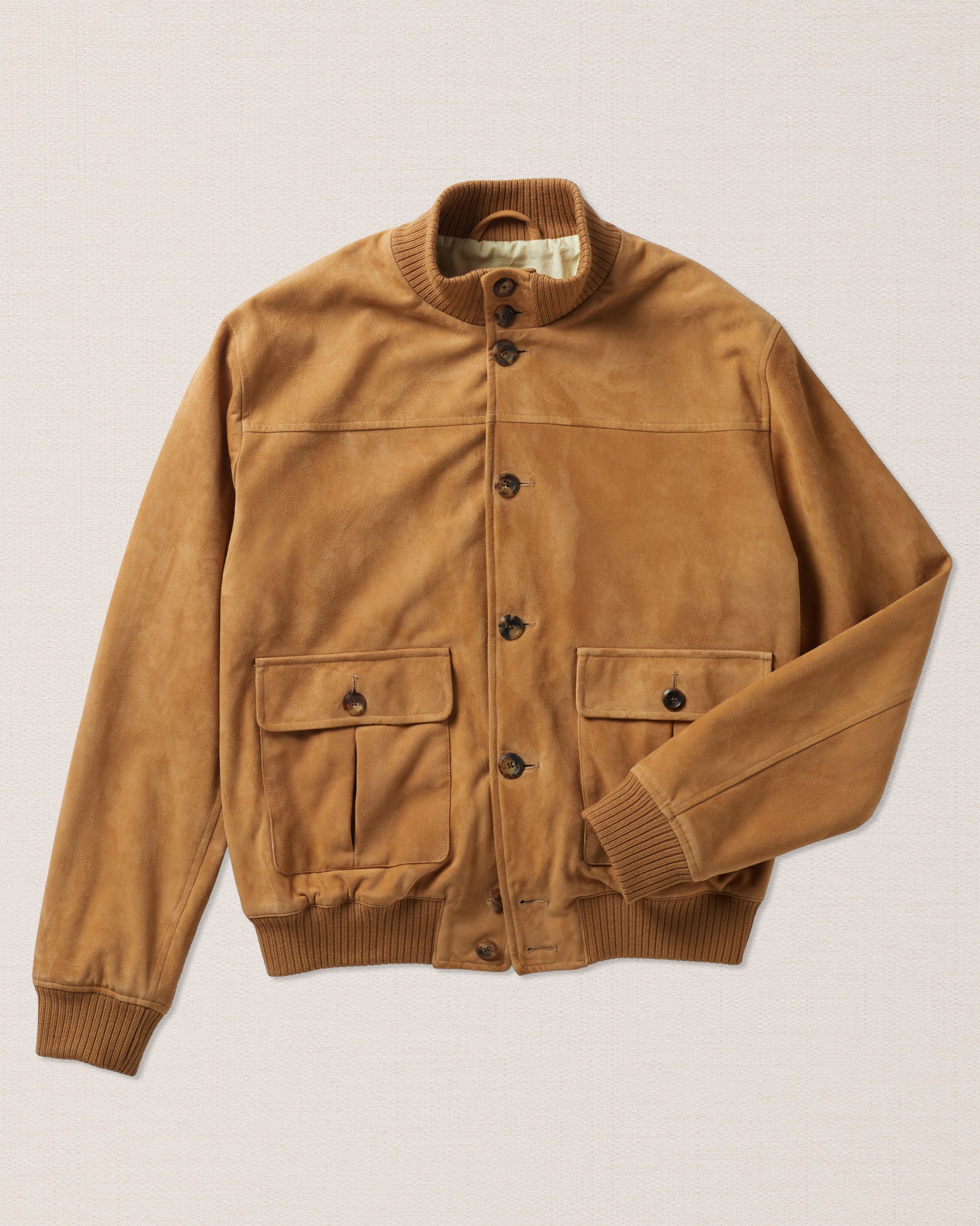 Light beige suede bomber jacket, Made in Italy | Velasca