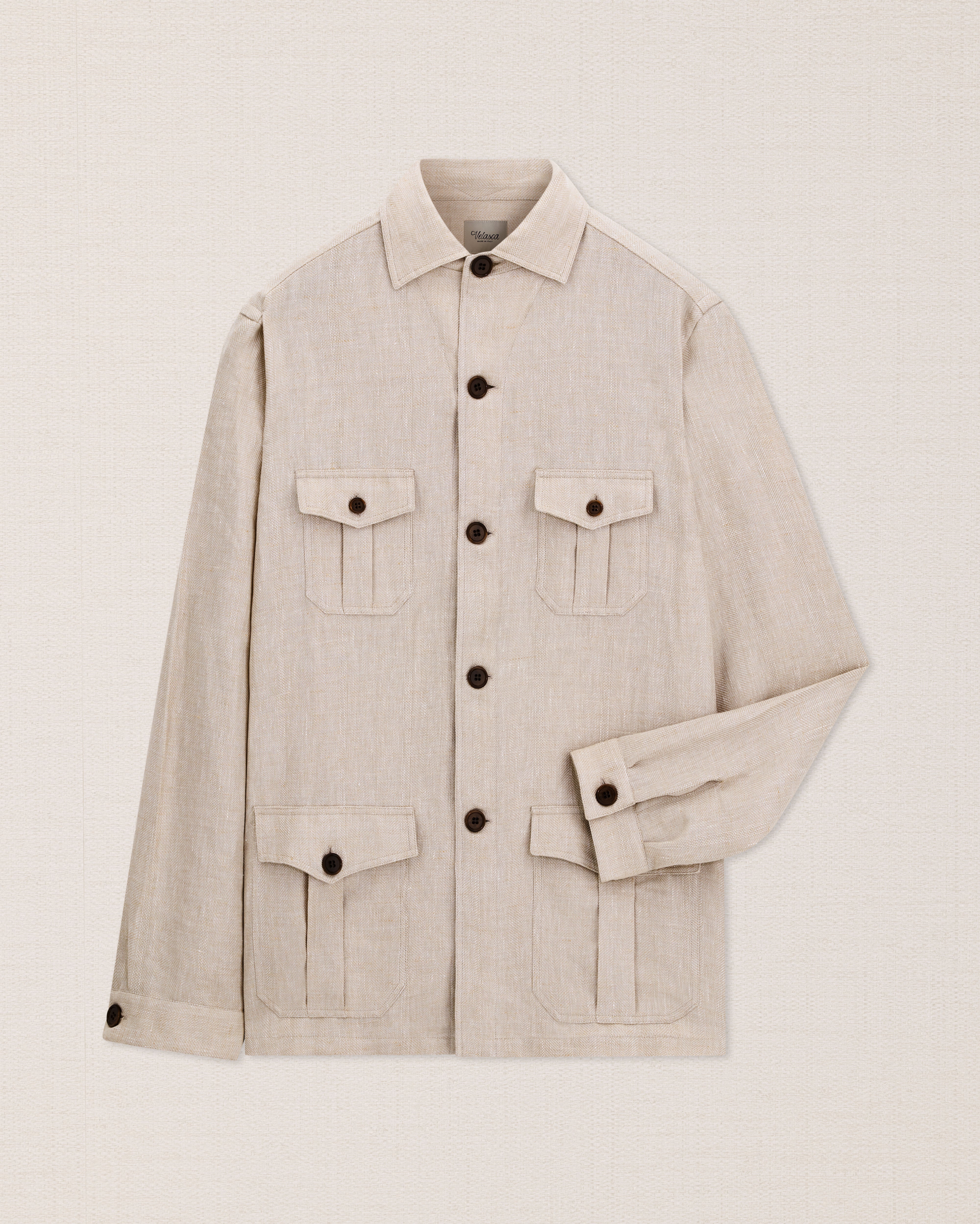 Men's shirt jacket, in 100% white linen | Velasca