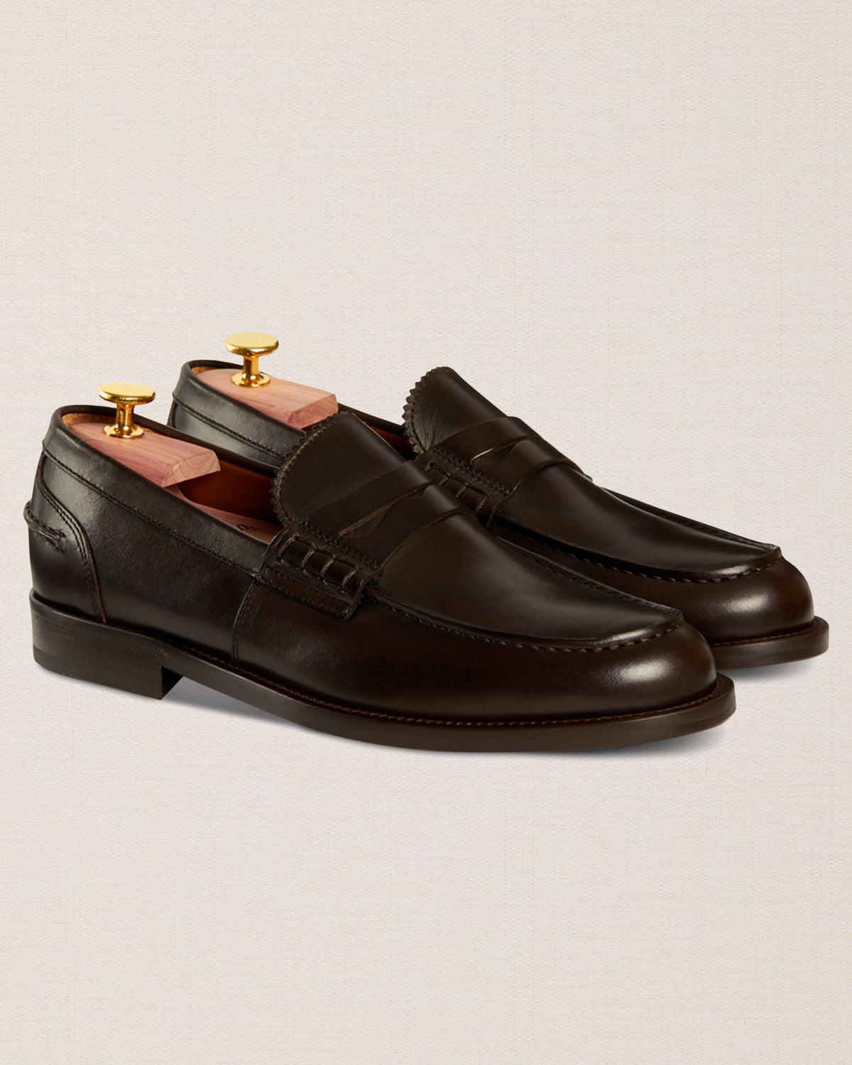 Men's brown leather slip on Penny Loafers
