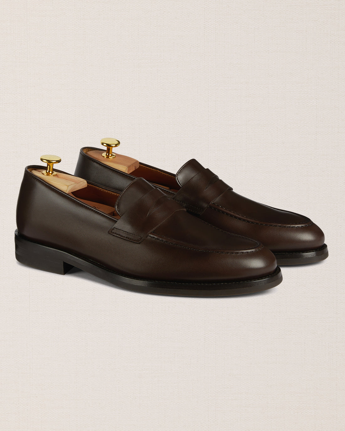 Velasca Rizzadin Brown tapered real leather penny loafers | Velasca