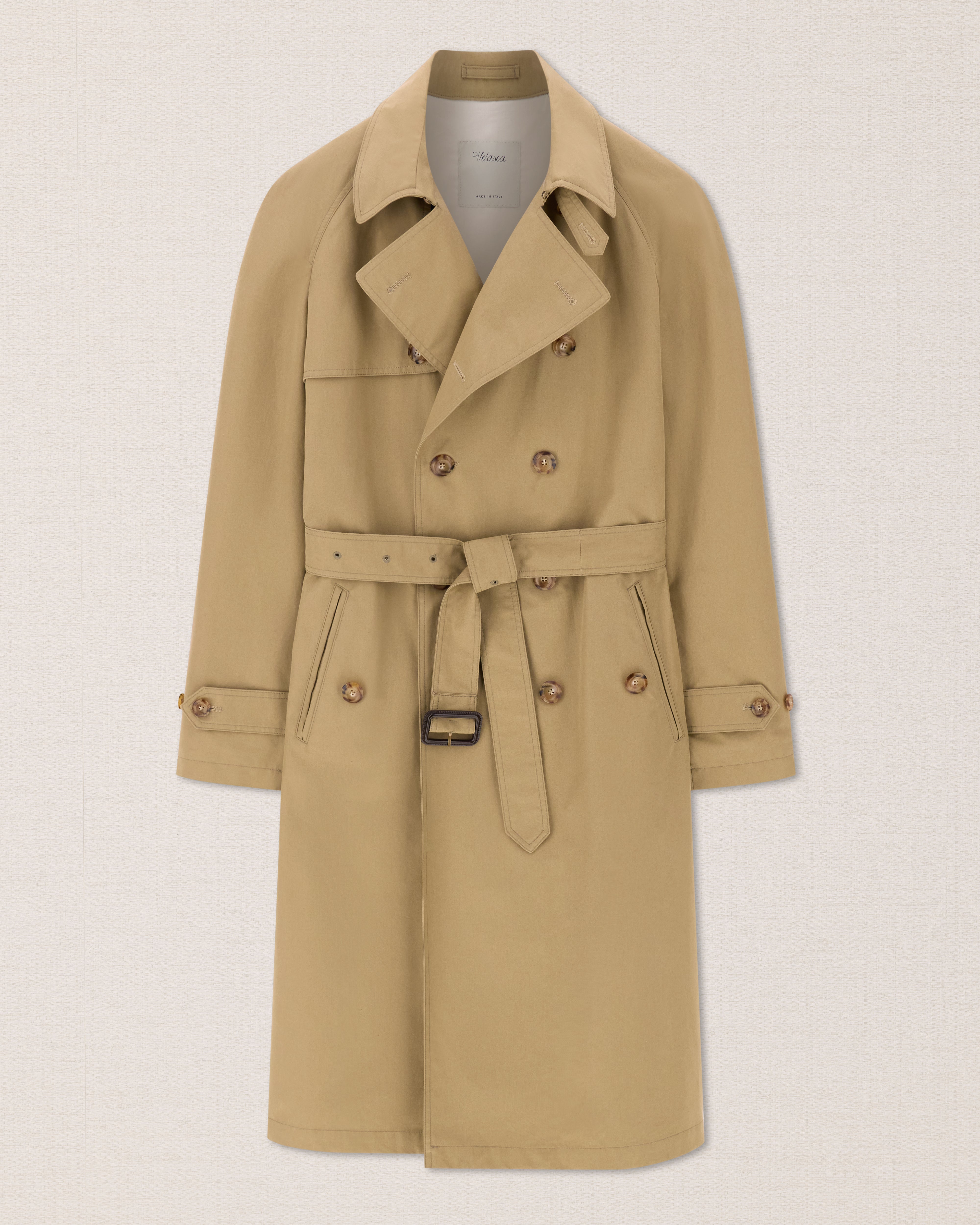 Beige cotton gabardine trench coat, Made in Italy | Velasca