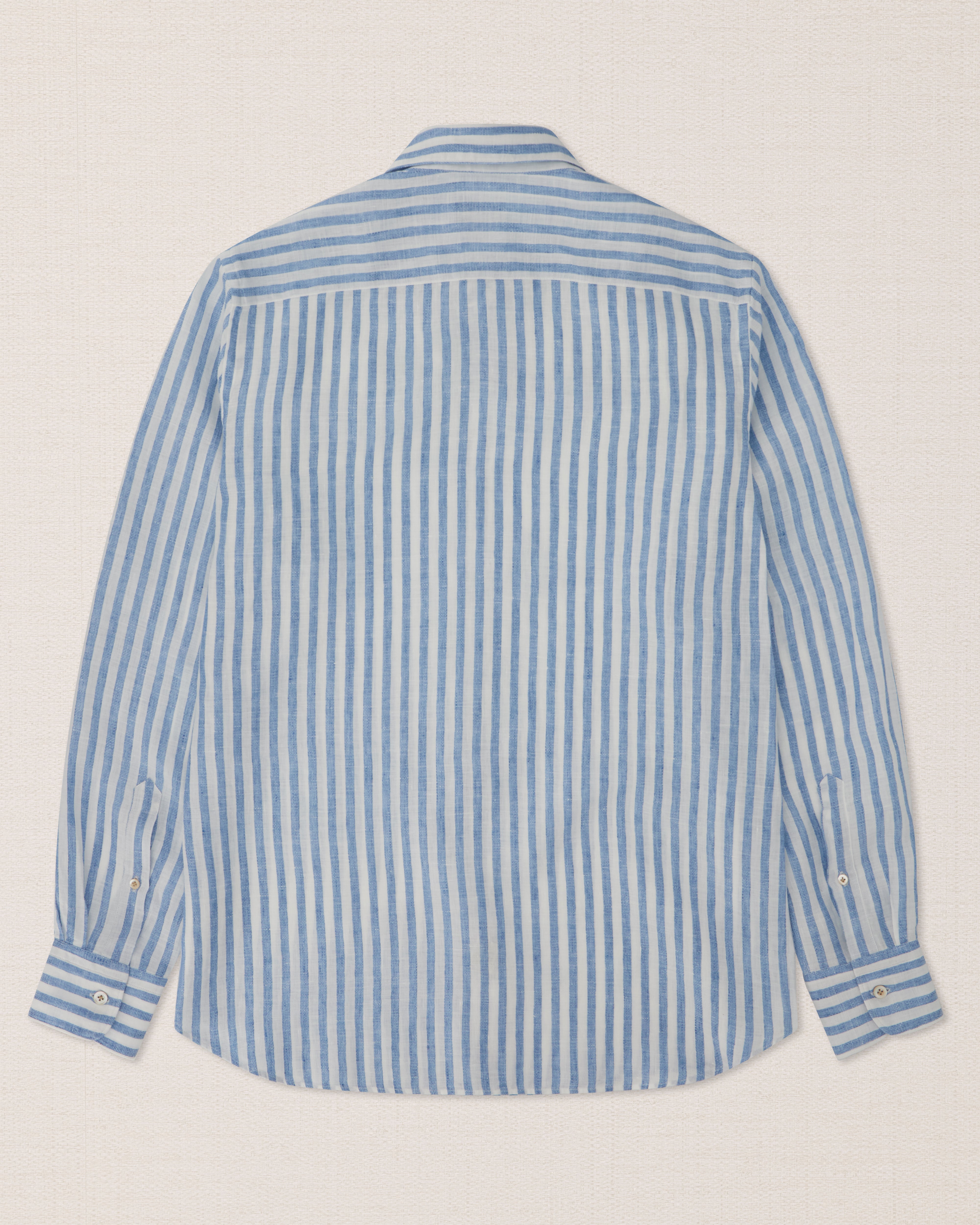 Striped blue 100% linen shirt. Made in Italy | Velasca
