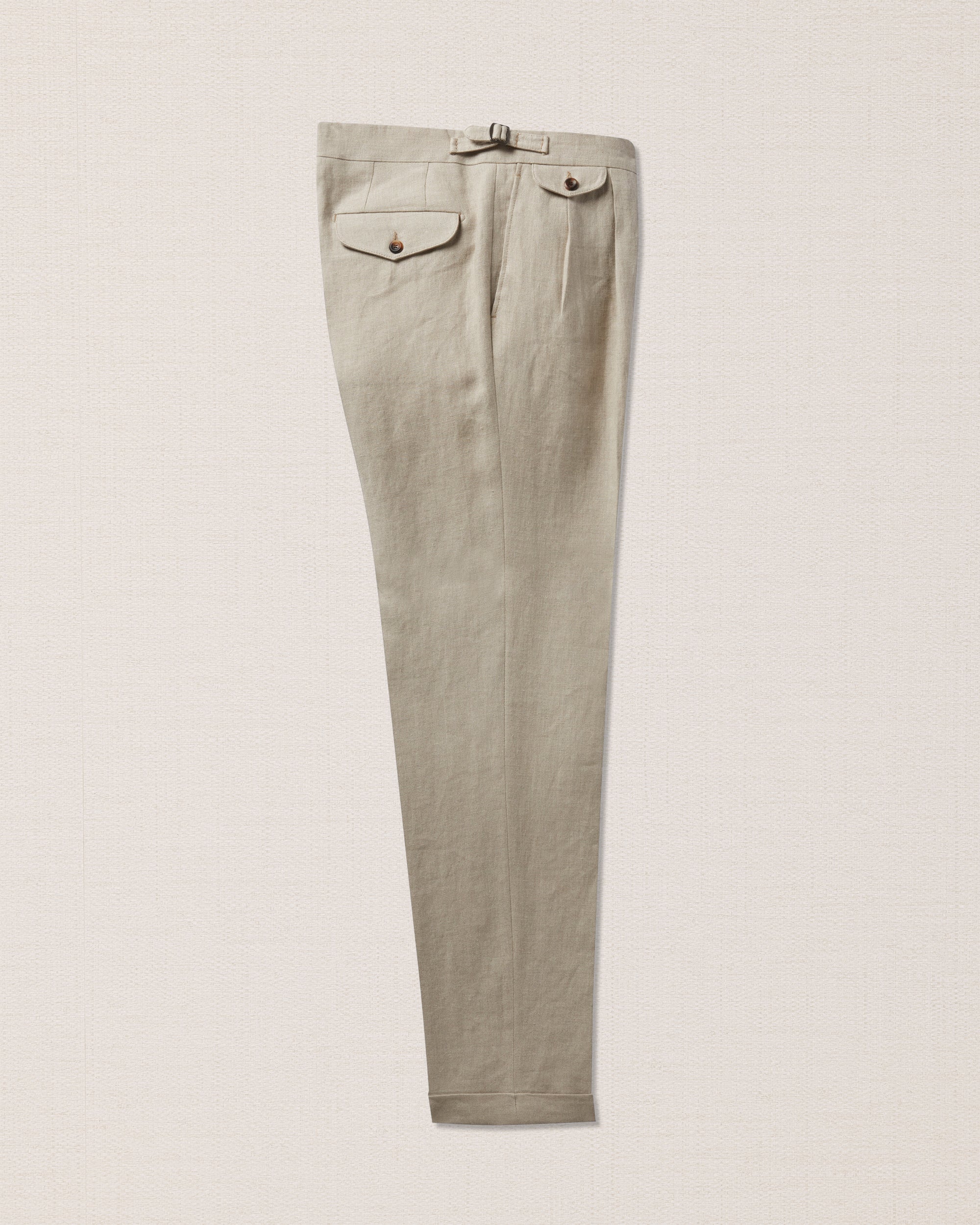 Beige linen trousers, dandy style. Made in Italy | Velasca