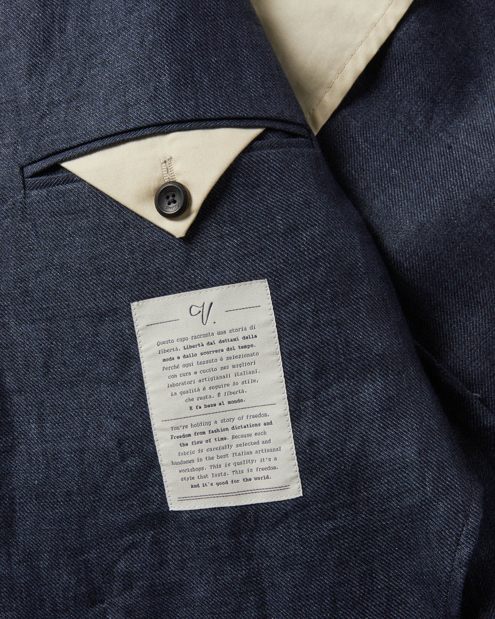 Navy linen double-breasted jacket, Made in Italy Velasca