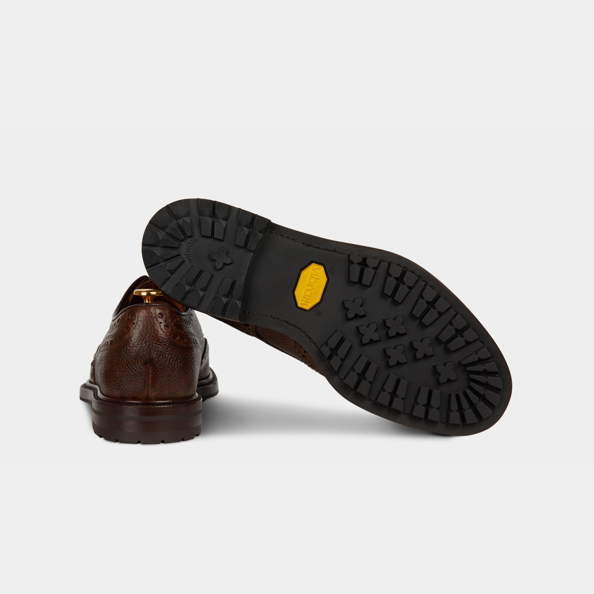 Casual dovetail derby with brown kudu grain leather | Velasca