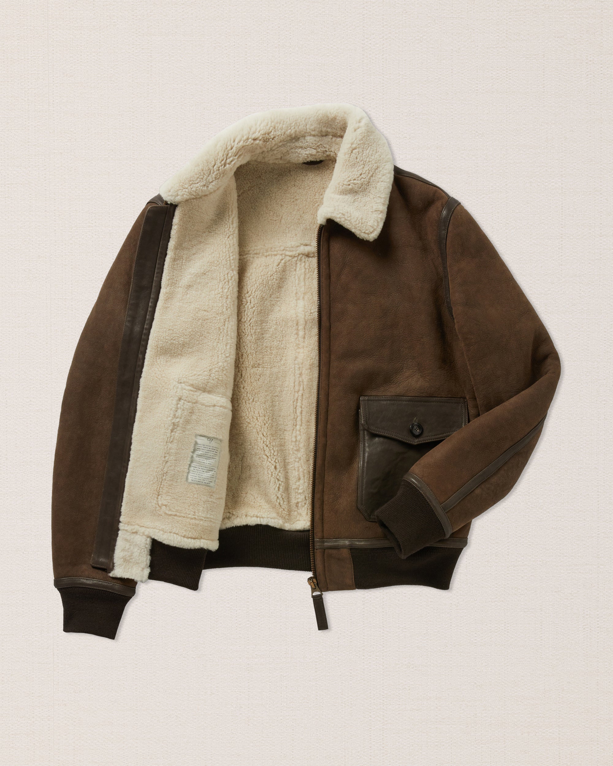 Brown shearling men's leather jacket, Made in Italy | Velasca