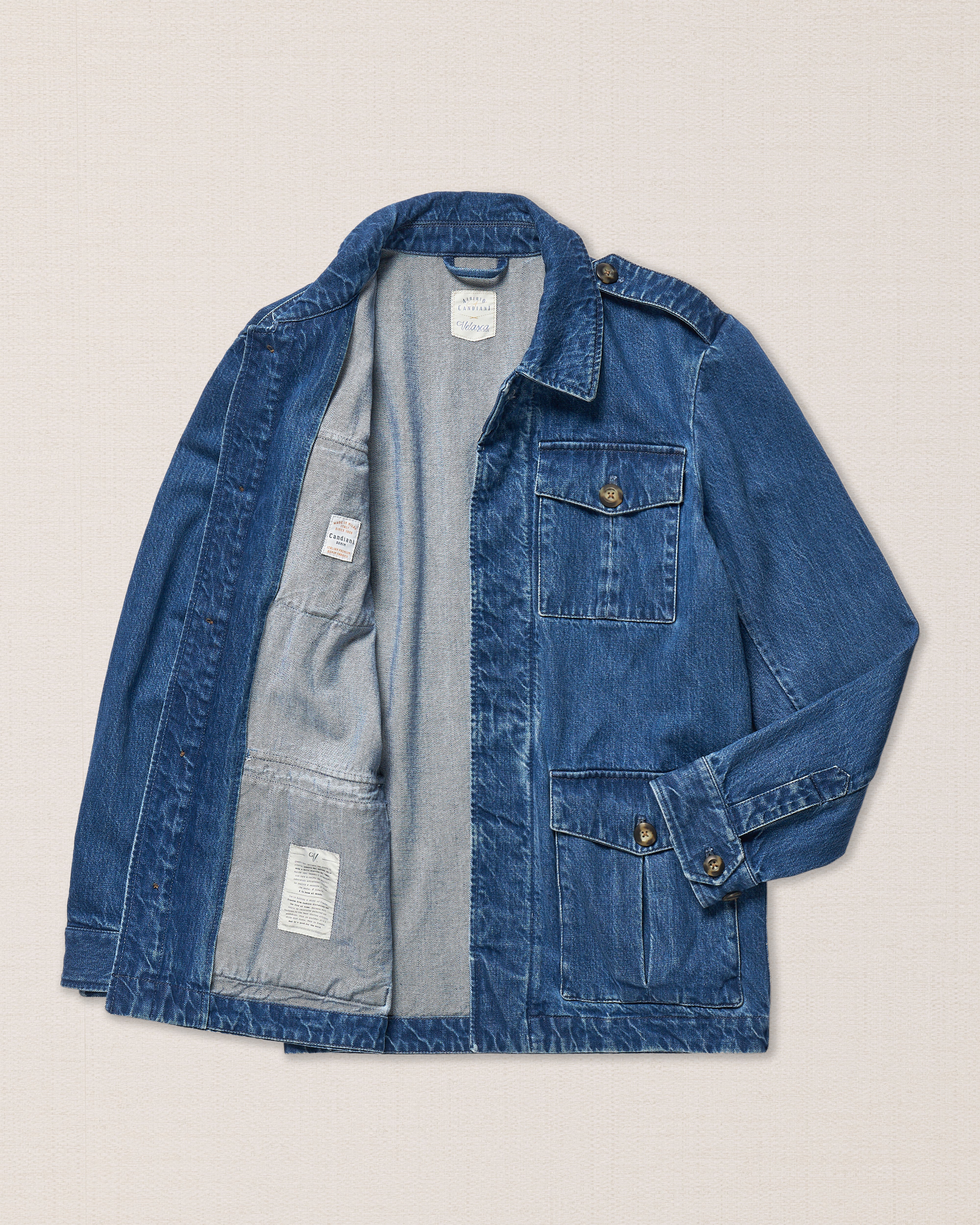 Medium wash Candiani denim jacket, Made in Italy | Velasca