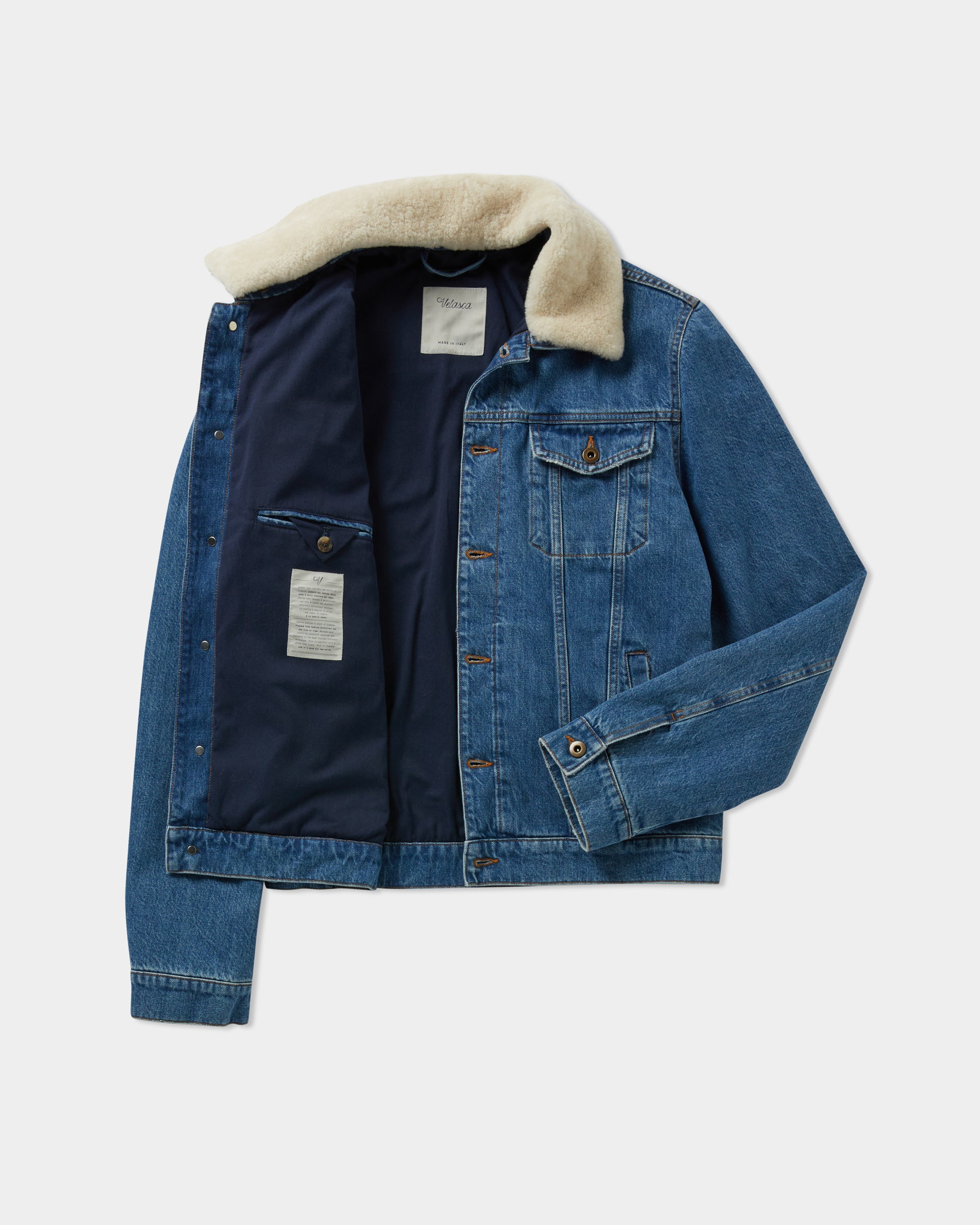 Medium wash denim trucker jacket, Made in Italy | Velasca