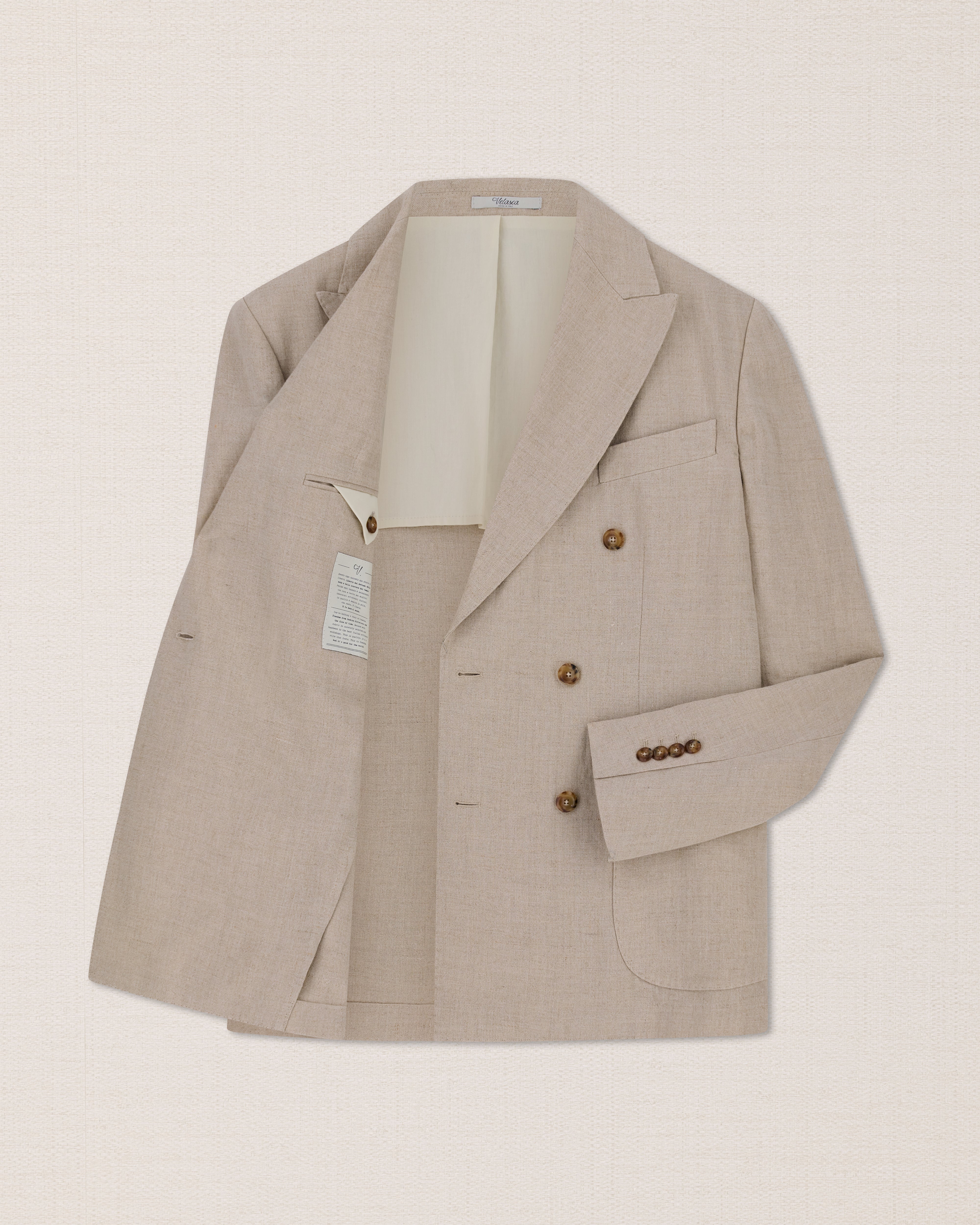 ジャケット・アウター HEAVY LINEN DOUBLE JACKET BEIGE Beige linen double-breasted jacket, Made in Italy | Velasca