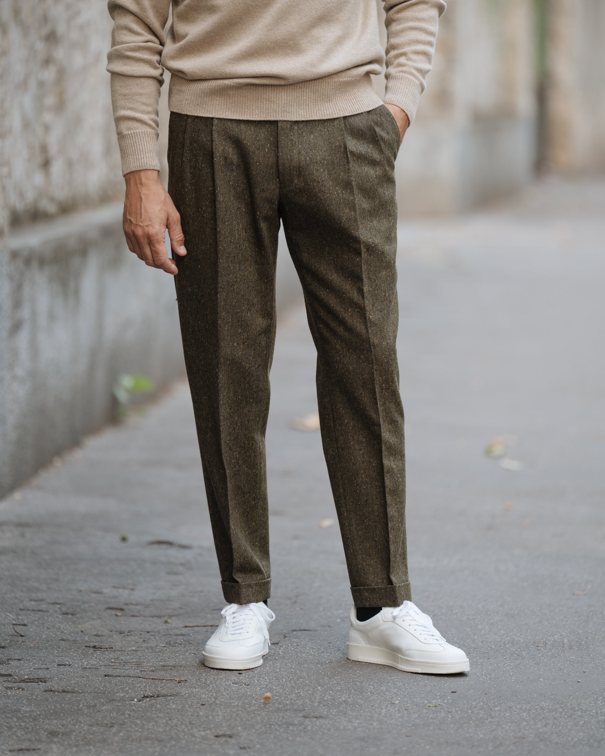brown tweed dress pants Men's Vintage Herringbone Tweed Pants XXL / Navy Blue main image 1