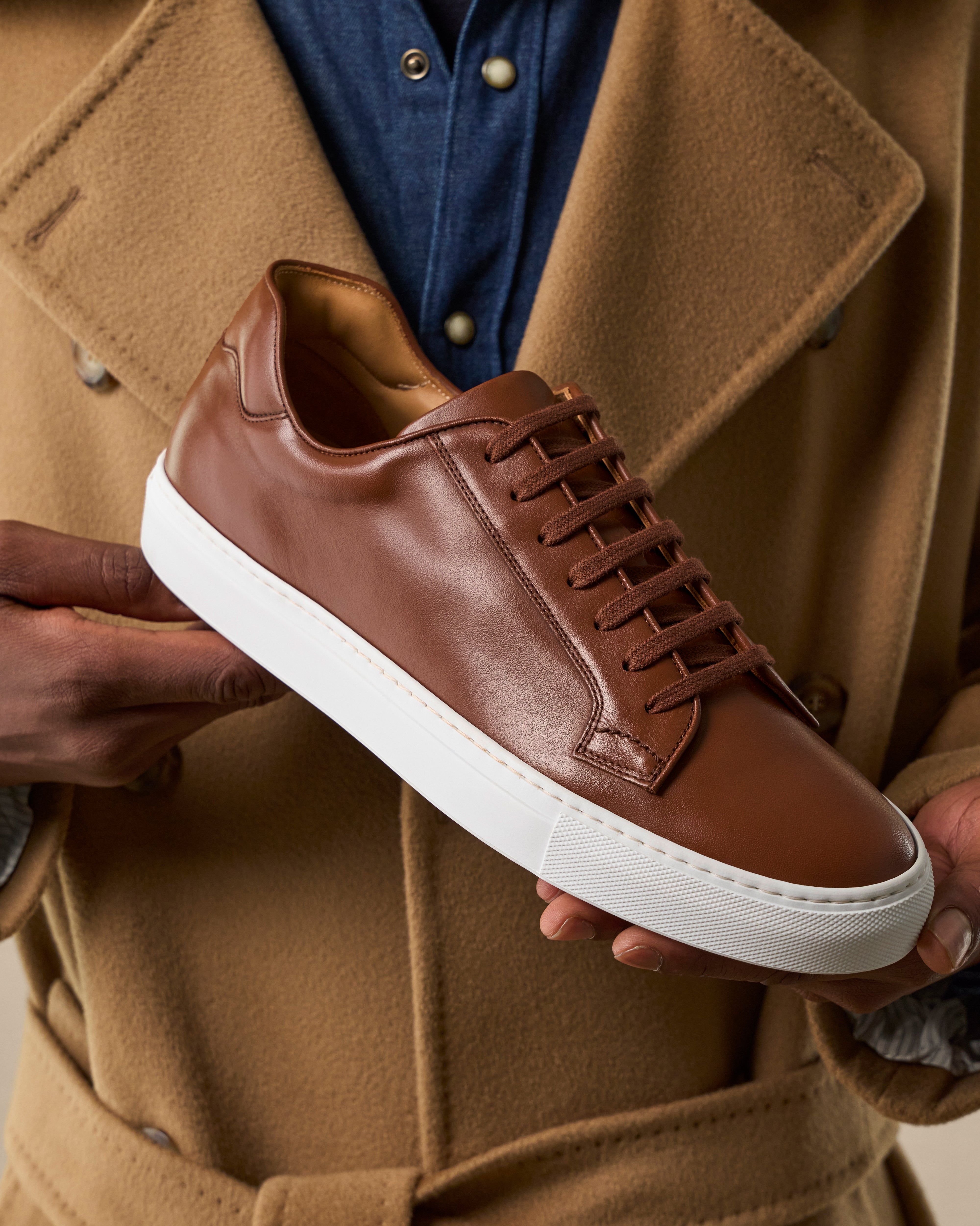 Men's brown leather artisanal Sneakers Velasca