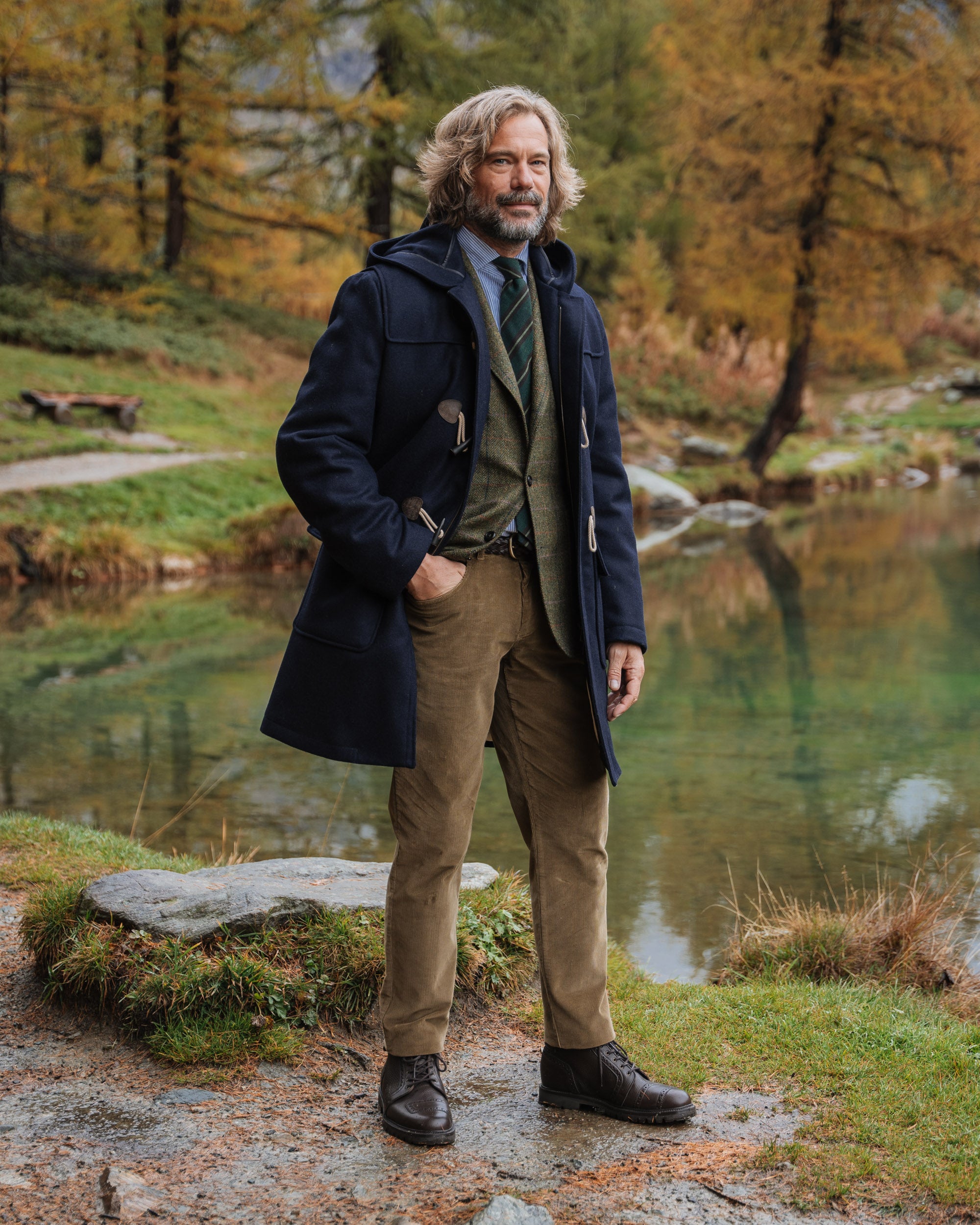 Dark blue wool classic duffle coat, Made in Italy | Velasca