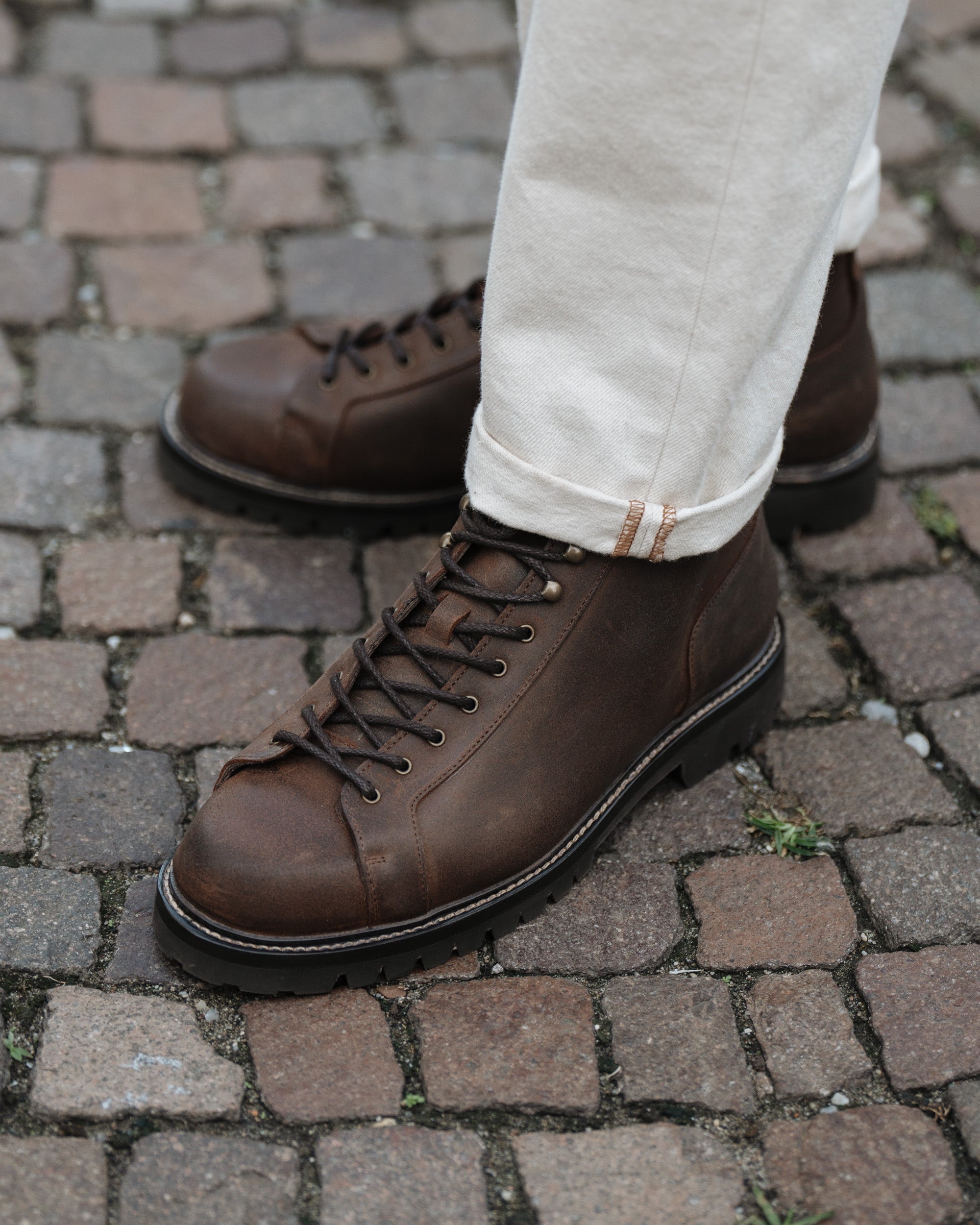 Velasca | Men's brown leather combat boots, Made in Italy